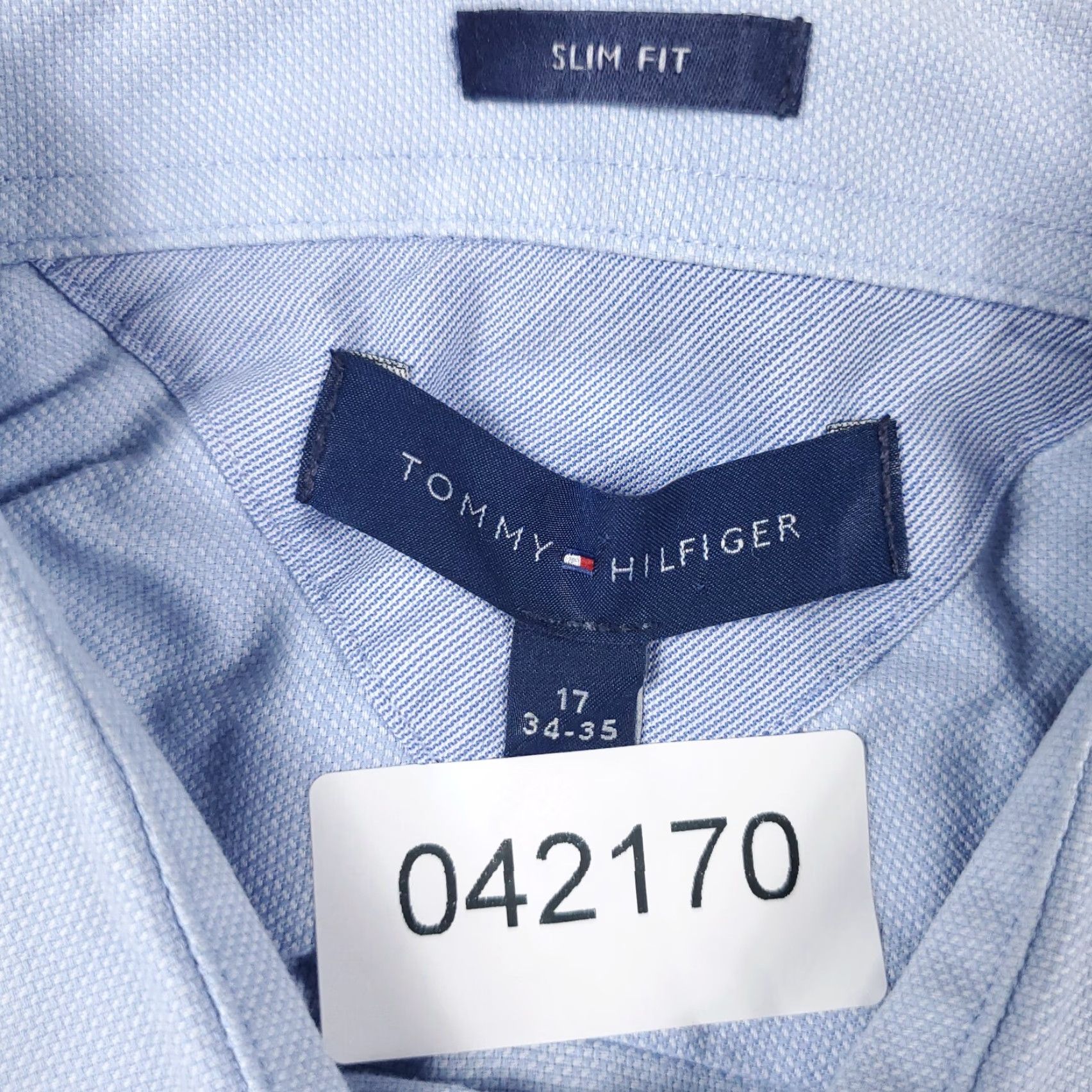 Tommy Hilfiger VINTAGE Tommy Hilfiger Shirt Mens 17 Blue Dress Button Up Long Sleeve Size 46R - 6 Thumbnail
