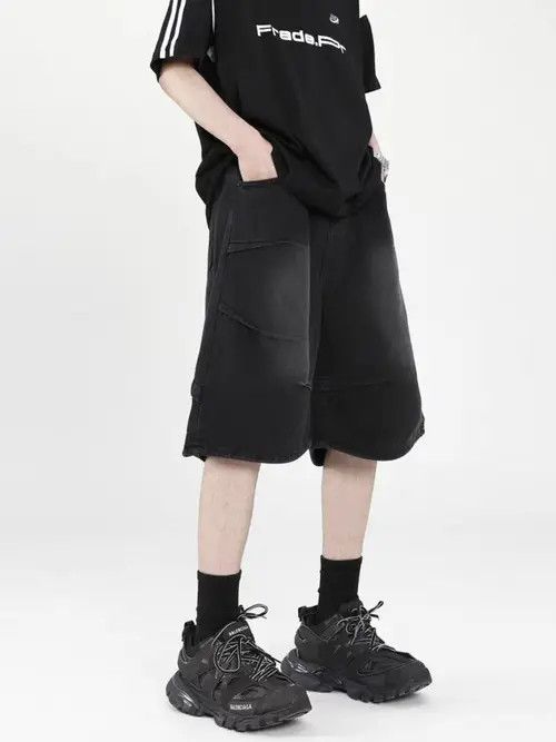 VIBE Black High Street Vintage Loose Fit Denim Shorts Size US 30 / EU 46 - 4 Thumbnail