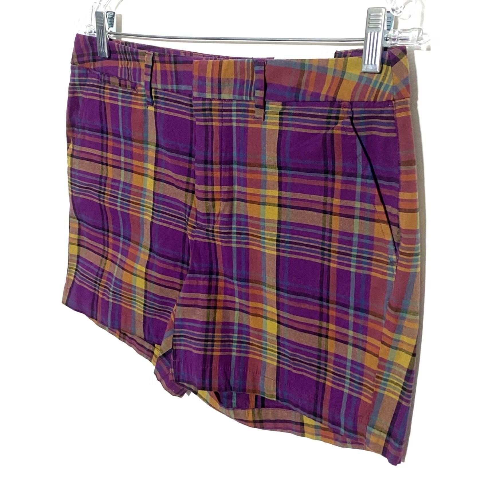 Vintage A New Day Purple Plaid Chino Shorts 6 Stretch Casual Summer Preppy NWT Womens Shorts Size 28" / US 6 / IT 42 - 2 Thumbnail