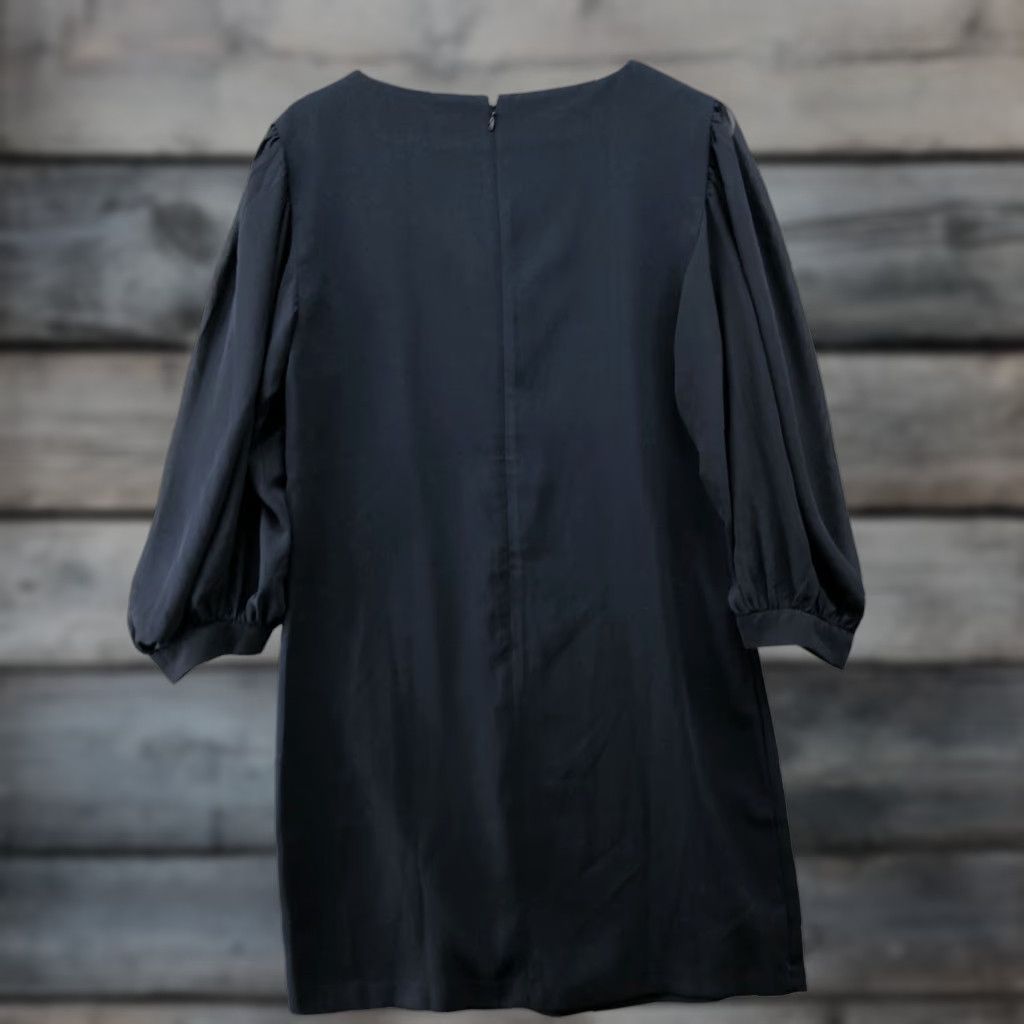 Ann Taylor VINTAGE Ann Taylor Sheath Dress Navy Blue 4 V-Neck 3/4 Balloon Sleeve Polyester Dress Knee Length Women Size S / US 4 / IT 40 - 1 Thumbnail