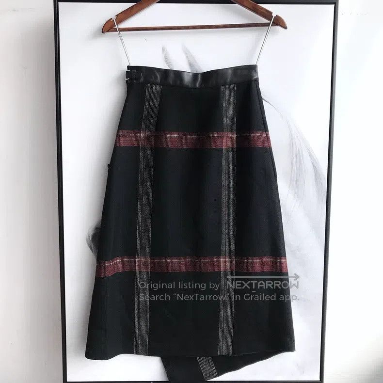 Hermes Hermes Wool and Leather Skirt, Knee-Length Mid-Length Size 42" / US 20 - 2 Thumbnail