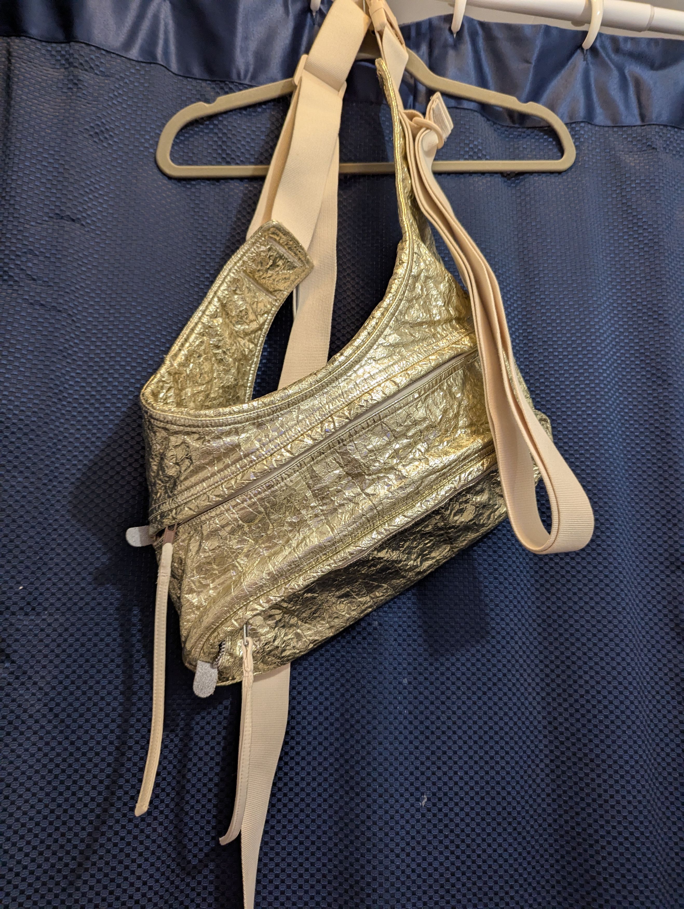 Rick Owens BABEL EUC Gold Leather with ivory cotton strap Size ONE SIZE - 1 Thumbnail