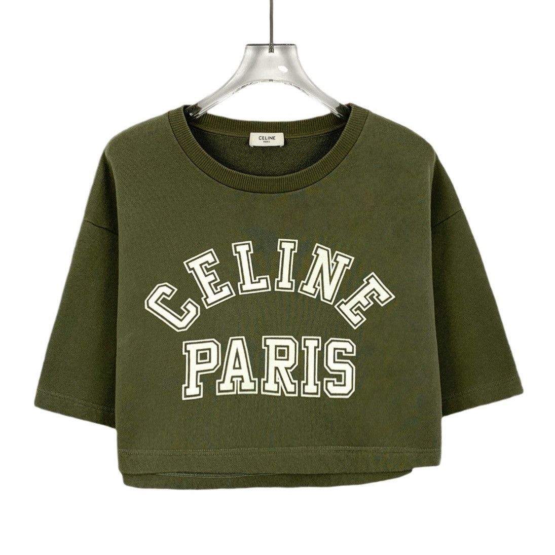 Celine Celine Army Green Letter Print Short Sleeve T-shirt K26WX Size XS / US 0-2 / IT 36-38 - 1 Thumbnail