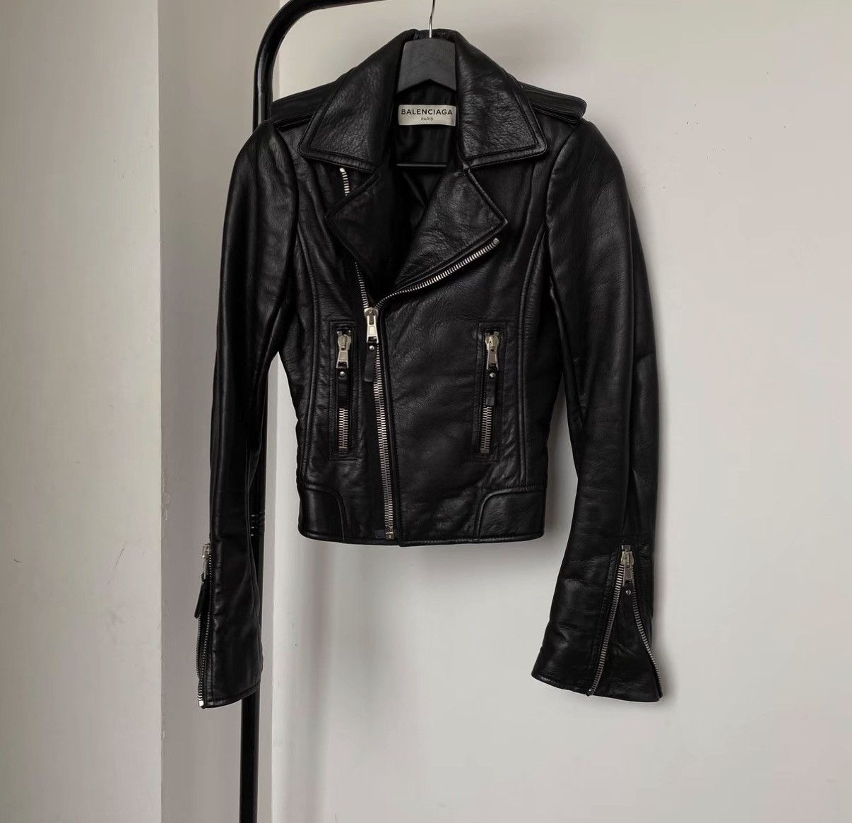 Balenciaga Balenciaga Lambskin Leather Biker Jacket Size XXS / US 00 / IT 34 - 2 Thumbnail