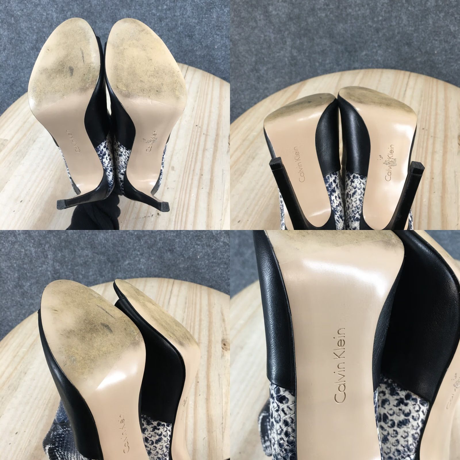 Calvin Klein Calvin Klein Womens Bootie Sarine Peep Toe Stiletto Black Faux Leather 5.5 Size US 6 / IT 36 - 9 Thumbnail