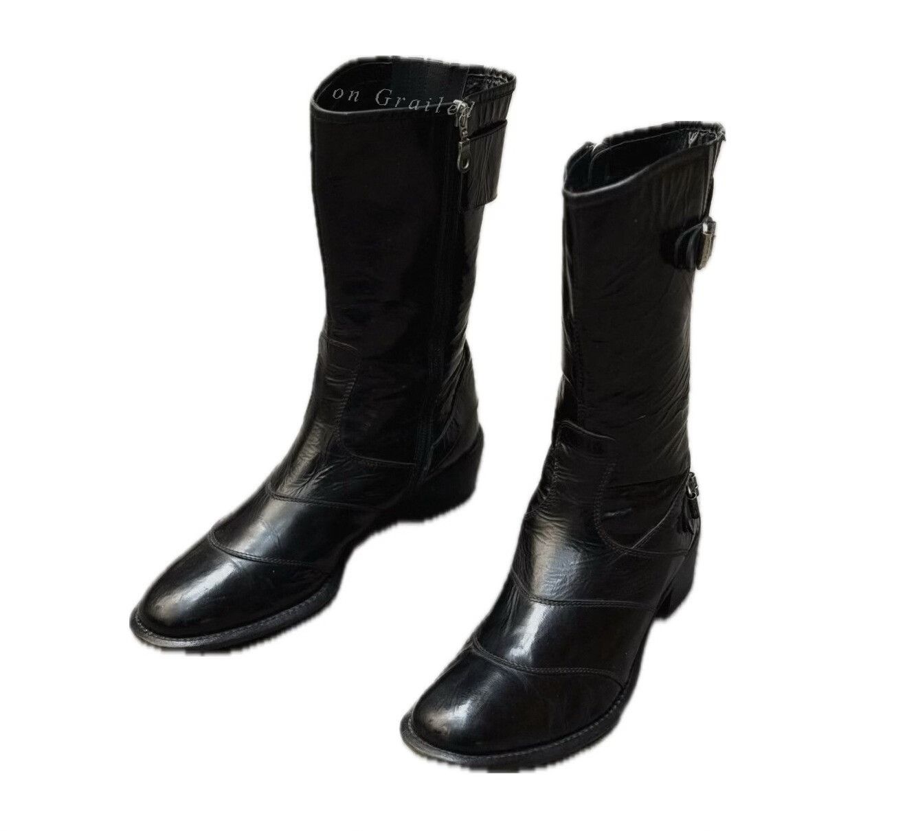 Vintage Vintage ATTIMO Black Brushed Leather High Boots Size US 10 / IT 40 - 1 Thumbnail