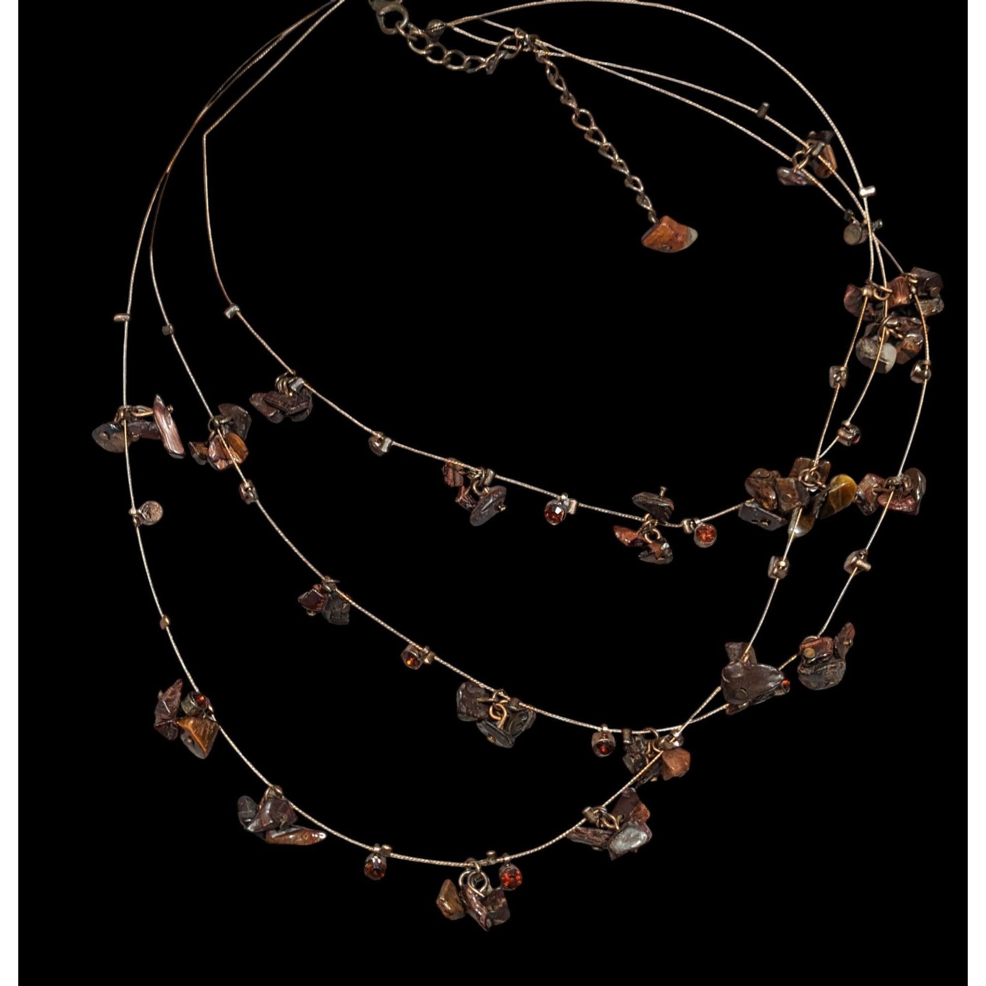 Other Layered Stone Chip And Rhinestone Necklace On Copper Tone Be Size ONE SIZE - 2 Thumbnail
