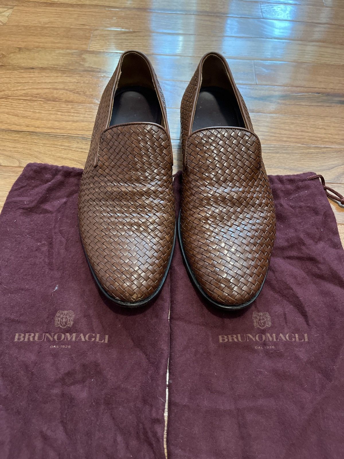 Bruno Magli Bruno Magli Woven Leather Loafers, Brown, Great Condition Size US 7.5 / EU 40-41 - 5 Thumbnail