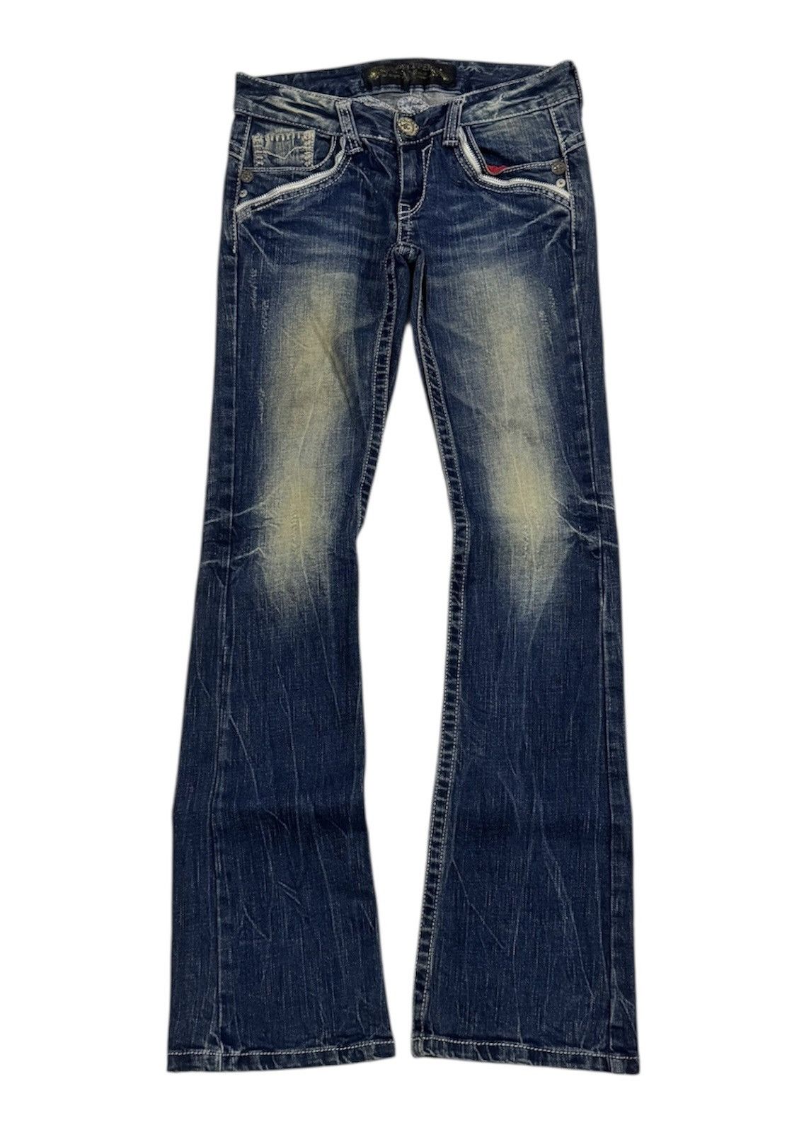 Hysteric Glamour Y2k Red Peppers skull studded ifsixwasnine bootcut jeans Size US 29 - 2 Thumbnail