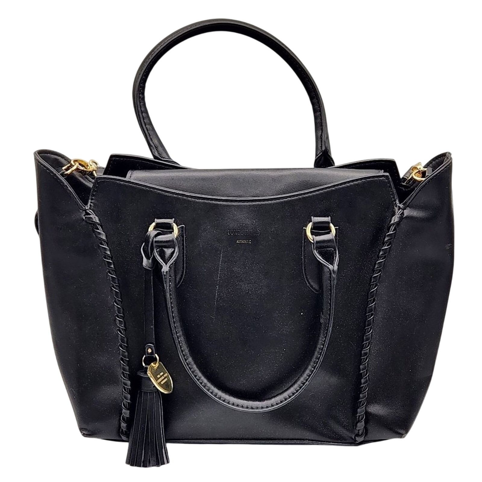 London Fog London Fog Black Leather Convertible Satchel/Crossbody Size ONE SIZE - 1 Thumbnail