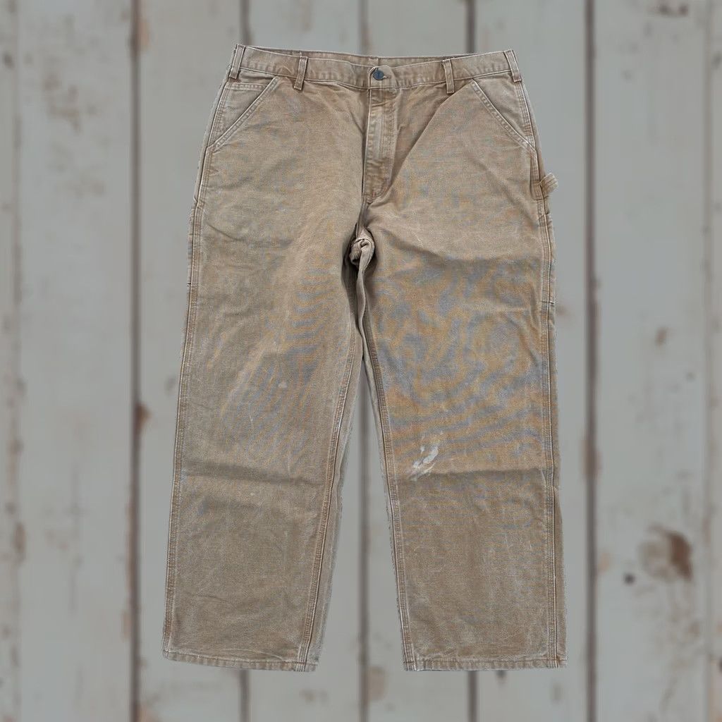 Carhartt Carhartt Pants Duck Dungaree Fit Canvas Tan Brown 40x30 Mens Carpenter Lined Canvas Pants 40 30 Size US 40 / EU 56 - 1 Thumbnail