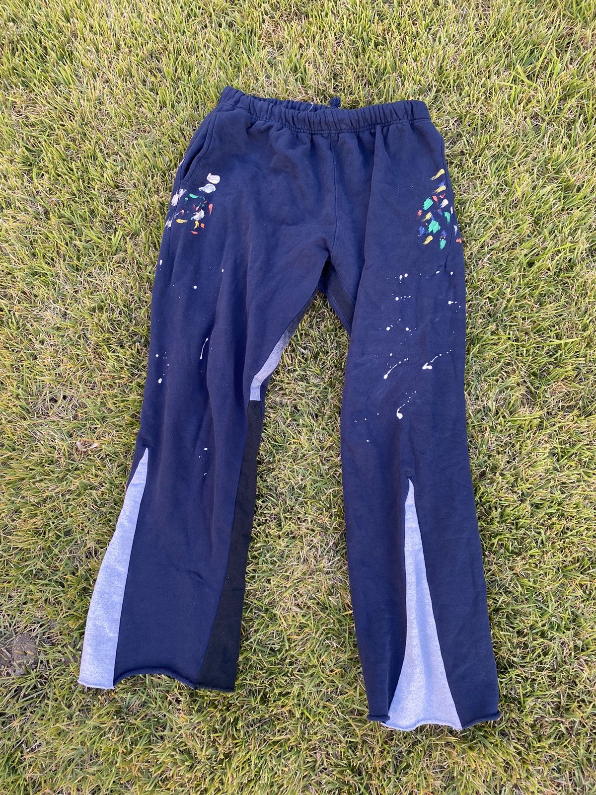 Vintage Mnml Navy Blue Paint Splatter Sweatpants