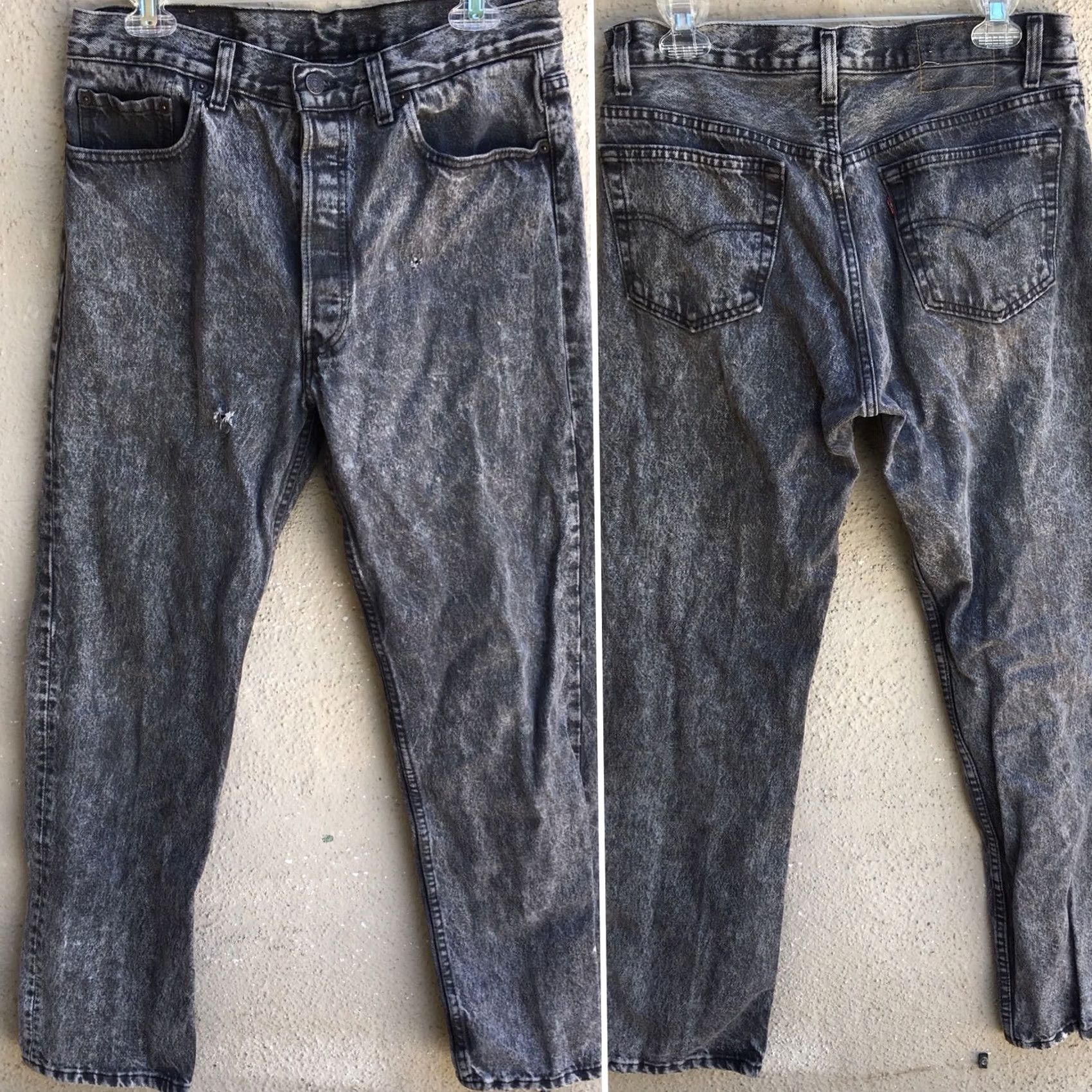 Vintage VINTAGE Levi’s 501 Jeans Button Fly Black Acid Wash USA 34 30 Measure 33 30 Denim Jeans 1980s Levis Mens Women Size US 33 - 2 Thumbnail