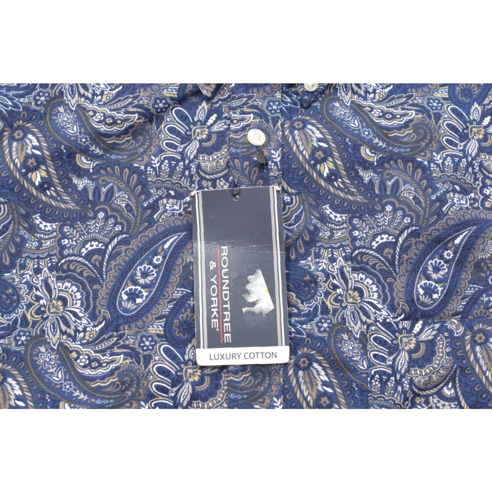 Roundtree & Yorke VINTAGE Roundtree & Yorke Luxury Cotton Paisley Blue Button Down Shirt Mens 3XT NEW Size US XXL / EU 58 / 5 - 5 Thumbnail