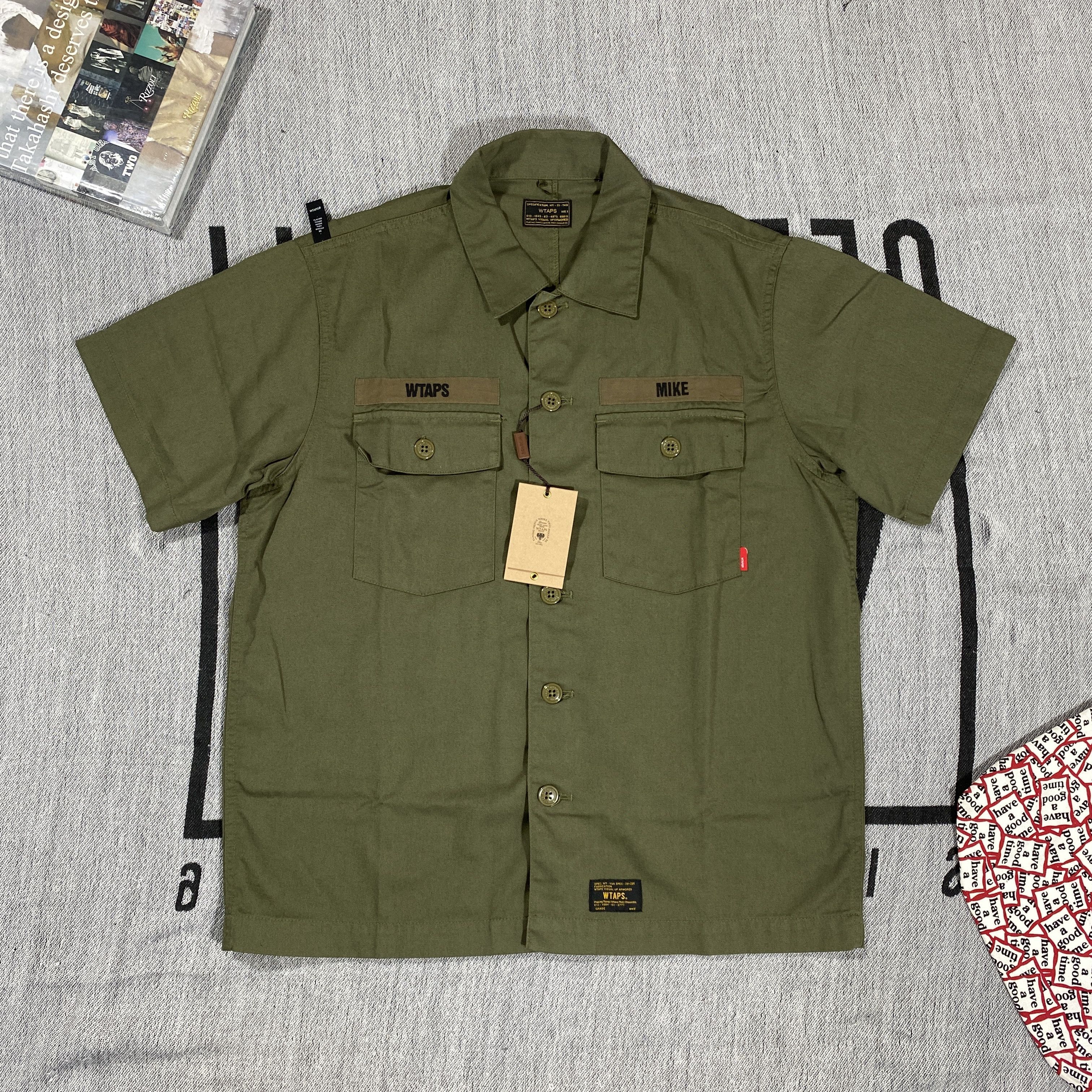 image of Wtaps Buds Ss Shirt Medium in Olive Drab, Men's