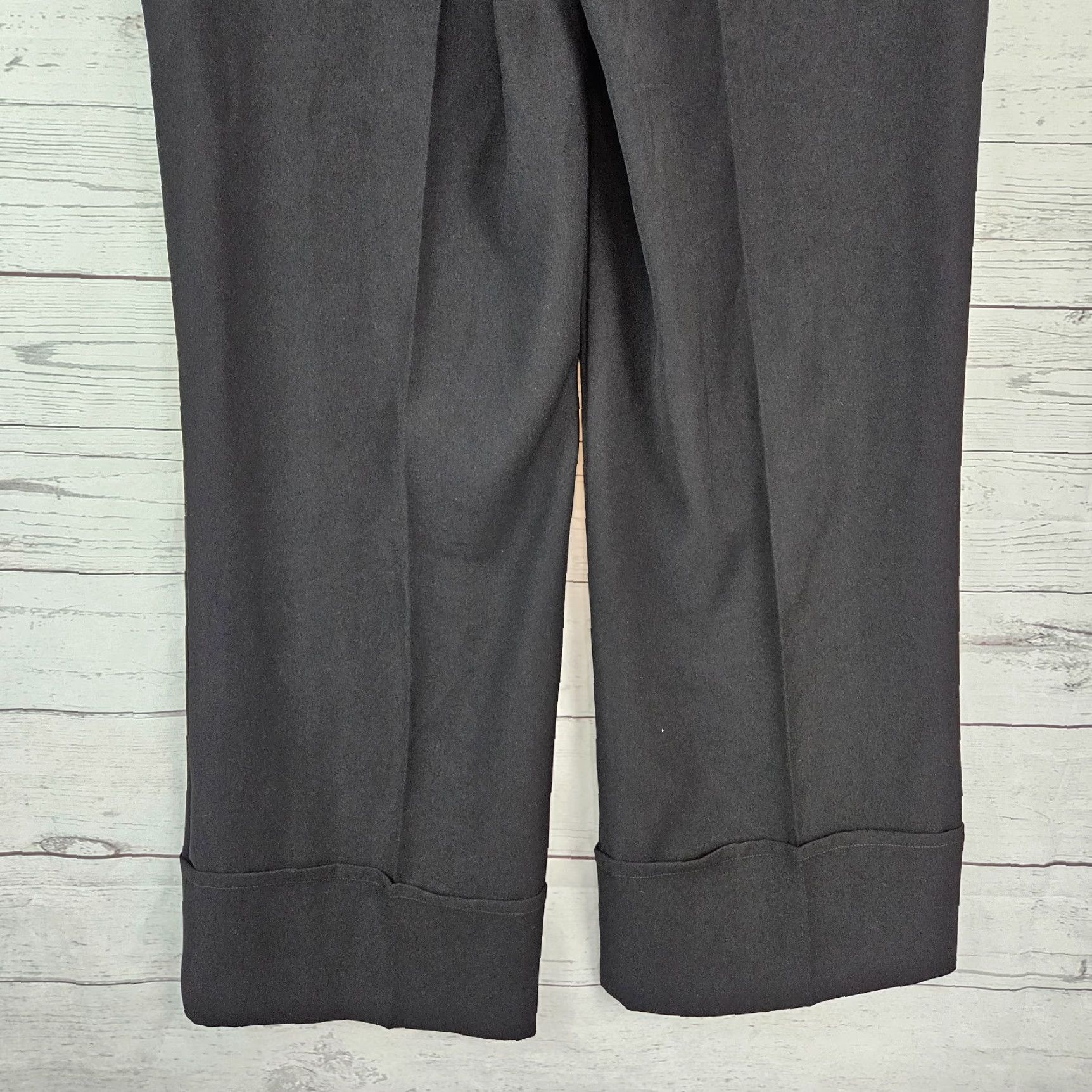 Joseph Ribkoff Joseph Ribkoff Womens Wide Leg Pants Sz 4 Black High Rise Cuffed Dress Pants Size 27" / US 4 / IT 40 - 5 Thumbnail