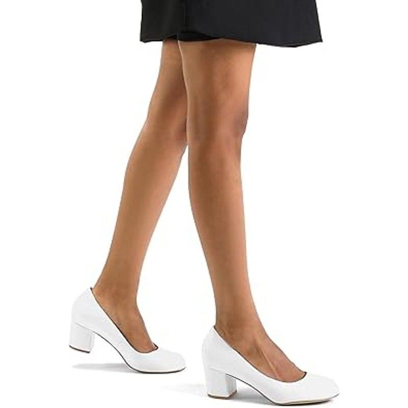 Other Mysoft Womens Size 8 White Rounded Toe Block Heel Pumps Size US 8 / IT 38 - 6 Thumbnail