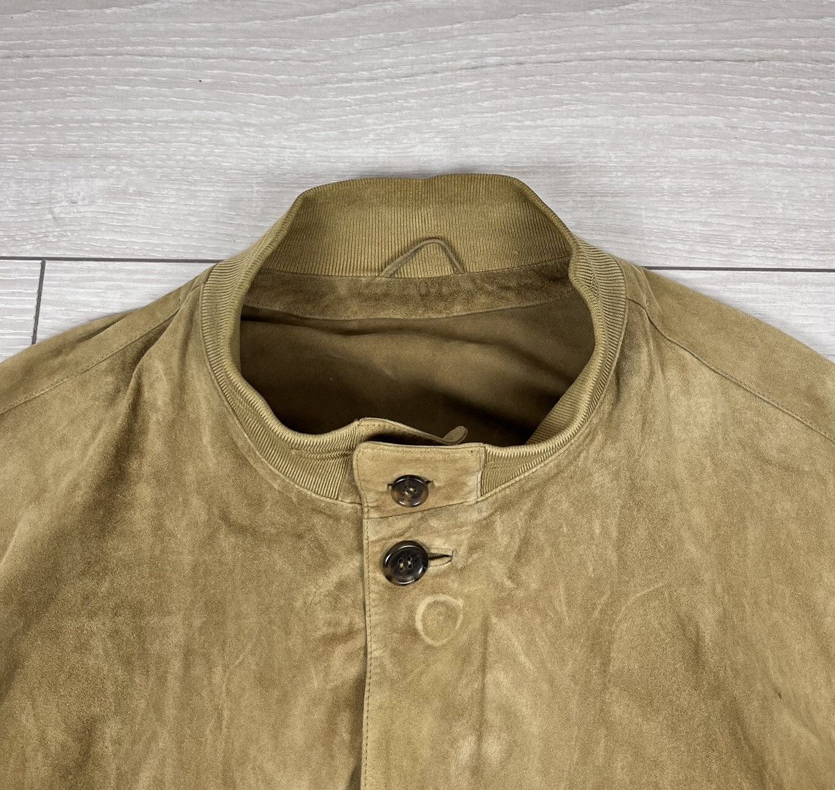 Hugo Boss Hugo Boss Vintage 90s Beige Goatskin Suede Leather Jacket Size US L / EU 52-54 / 3 - 6 Thumbnail