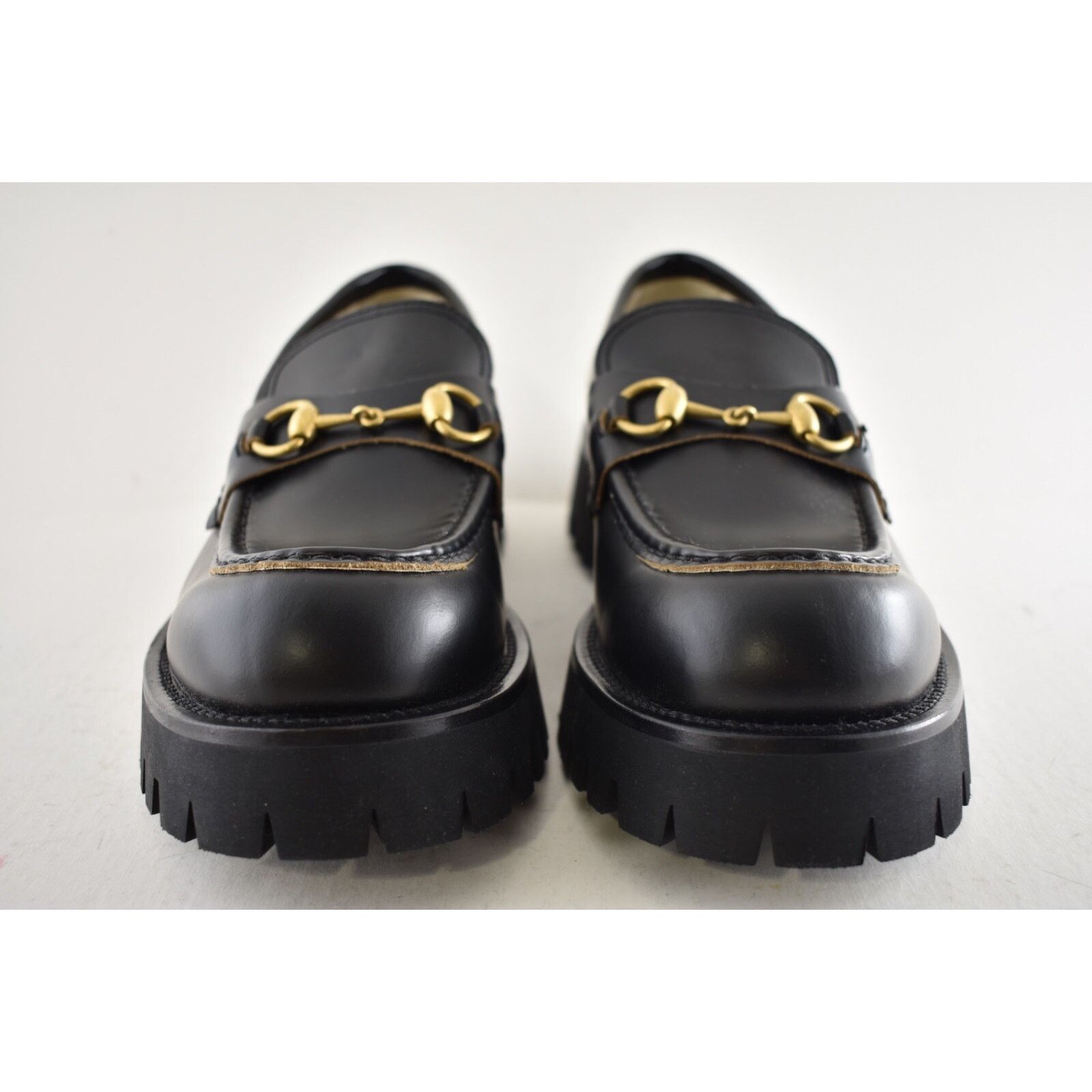 Gucci Gucci Cordovan Black Leather Horsebit Lug Sole Flat Platform Size US 8.5 / IT 38.5 - 10 Thumbnail