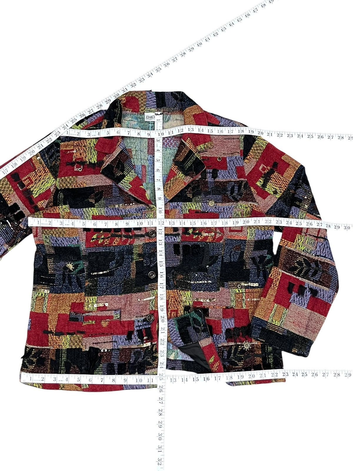 Chicos Vtg Tapestry Patchwork Art Blazer Grunge Avant Garde Jacket Size M / US 6-8 / IT 42-44 - 21 Thumbnail