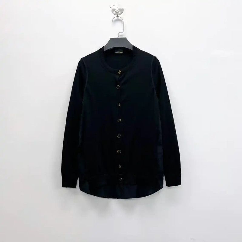 Fendi Fendi Black Long-Sleeve Knit Cardigan for Women 0089 Size L / US 10 / IT 46 - 1 Thumbnail