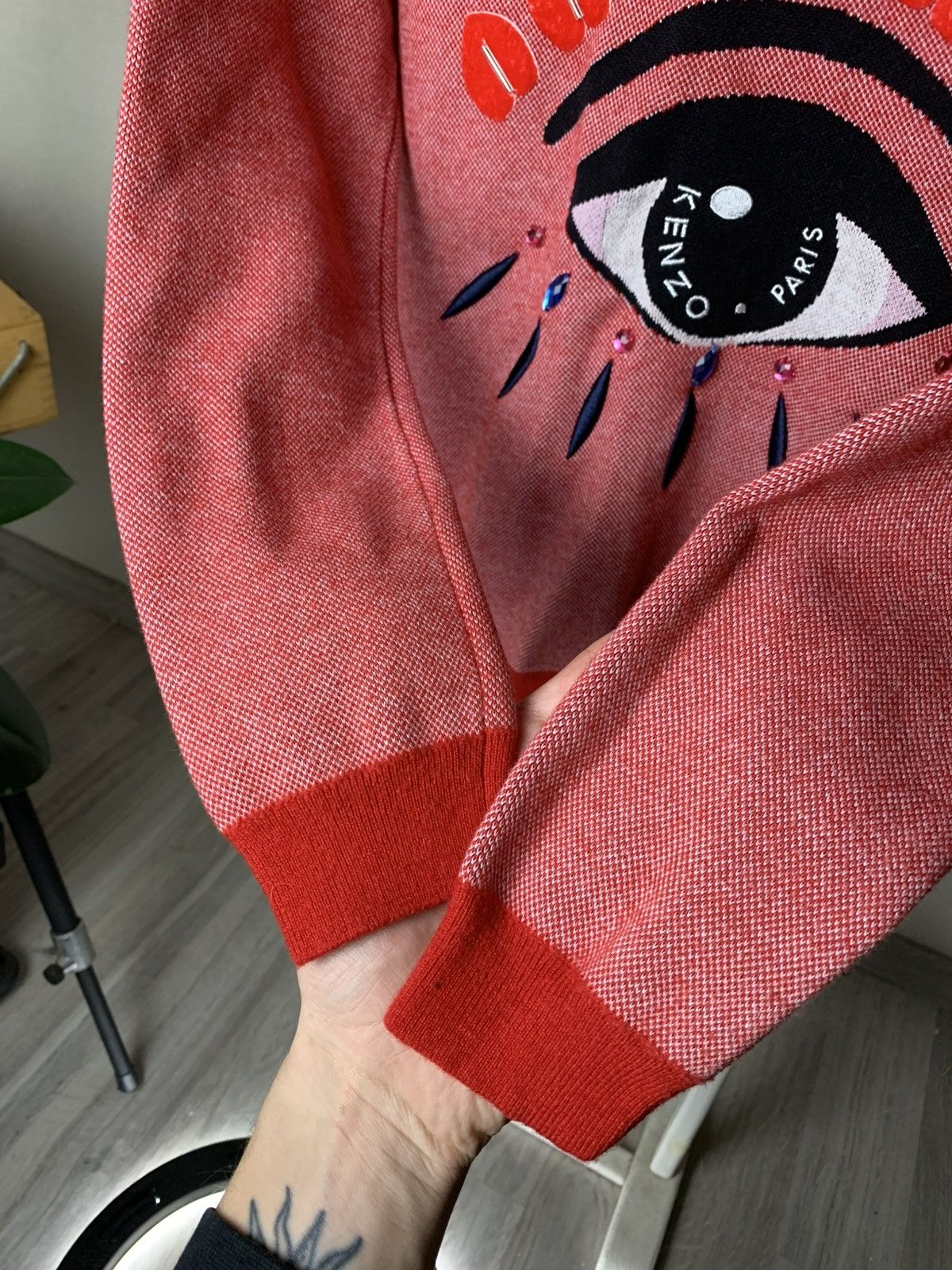 Hysteric Glamour × Japanese Brand × Kenzo Kenzo Pink and Red Eye Sweater Size US XS / EU 42 / 0 - 4 Thumbnail