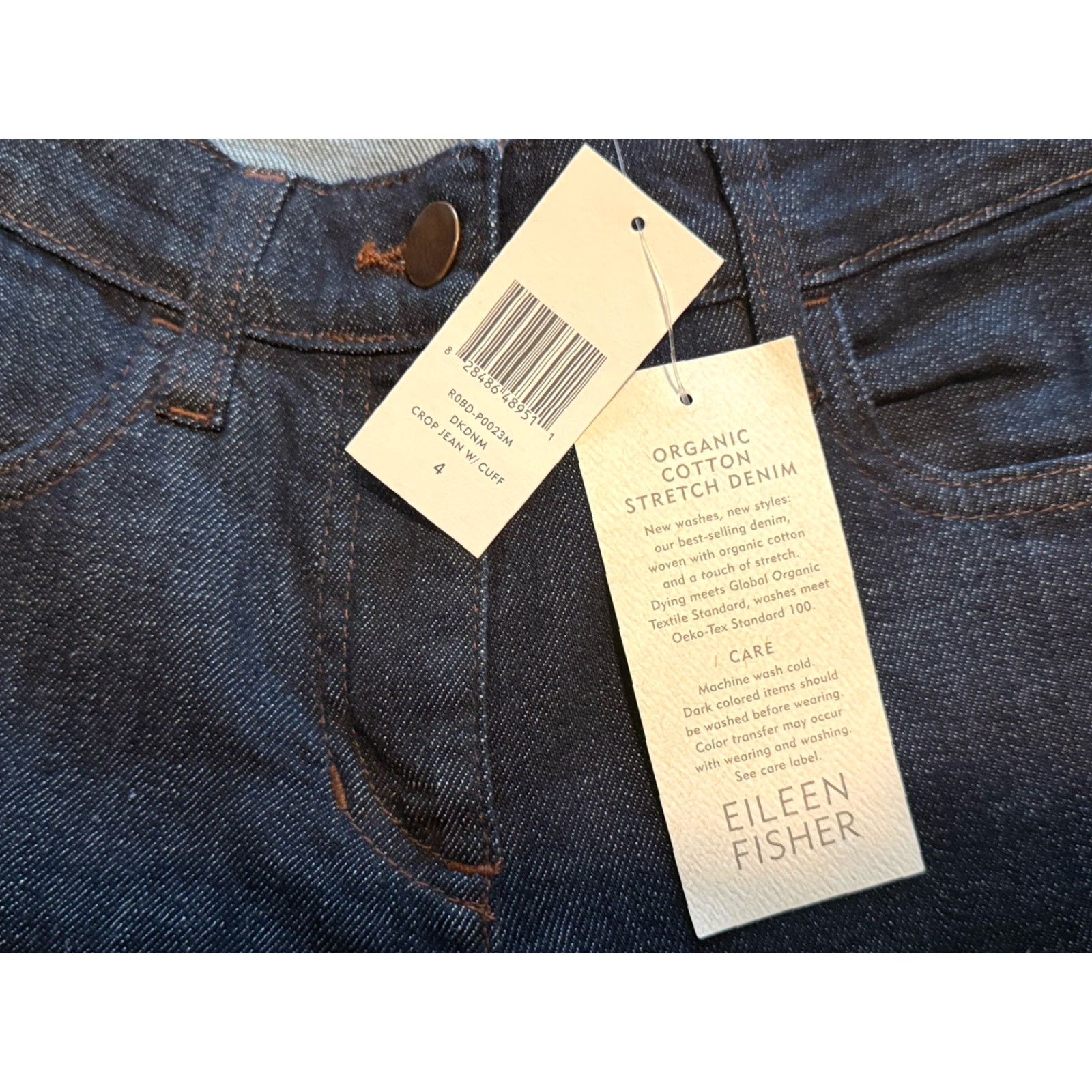 Eileen Fisher NWT EILEEN FISHER Denim Organic Cotton Crop Jeans With Cuff Pants Womens Size 4 29x24 Denim Blue Cropped Regular Womens Size 27" / US 4 / IT 40 - 3 Thumbnail