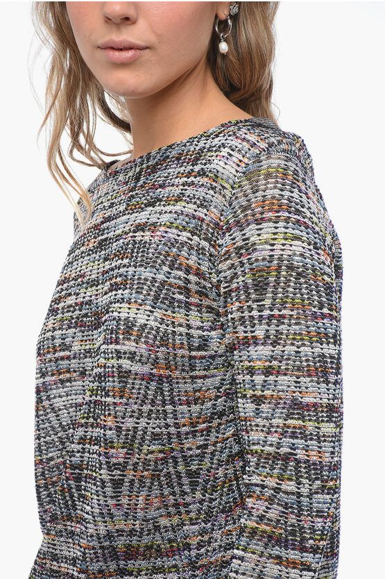 Missoni og1mm0724 Crew Neck Stretch Fabric Sweater in Multicolor Size S / US 4 / IT 40 - 3 Thumbnail