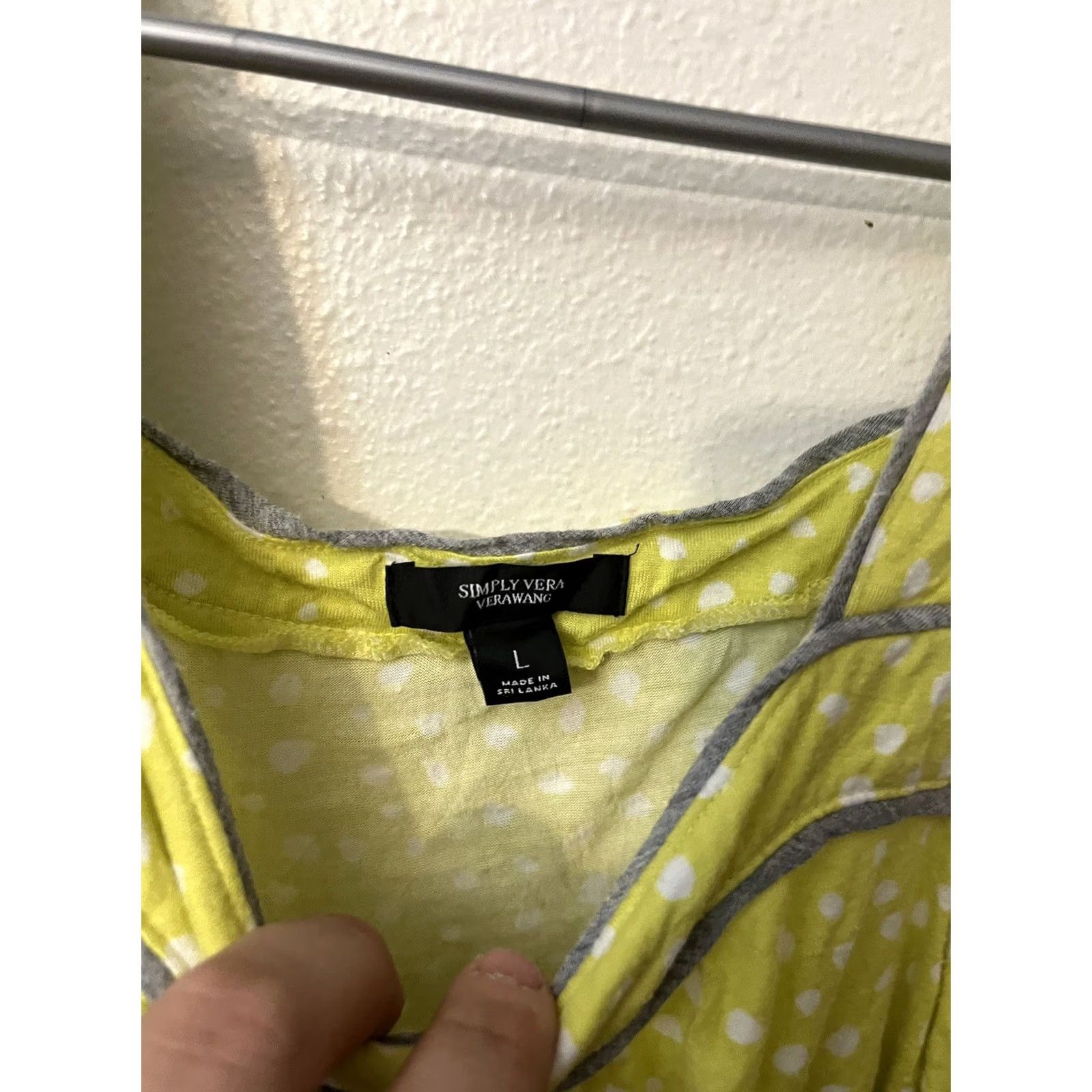 Vintage Simply Vera by Vera Wang Tank Green Yellow Polka Dot Sleeveless Large Size L / US 10 / IT 46 - 4 Thumbnail