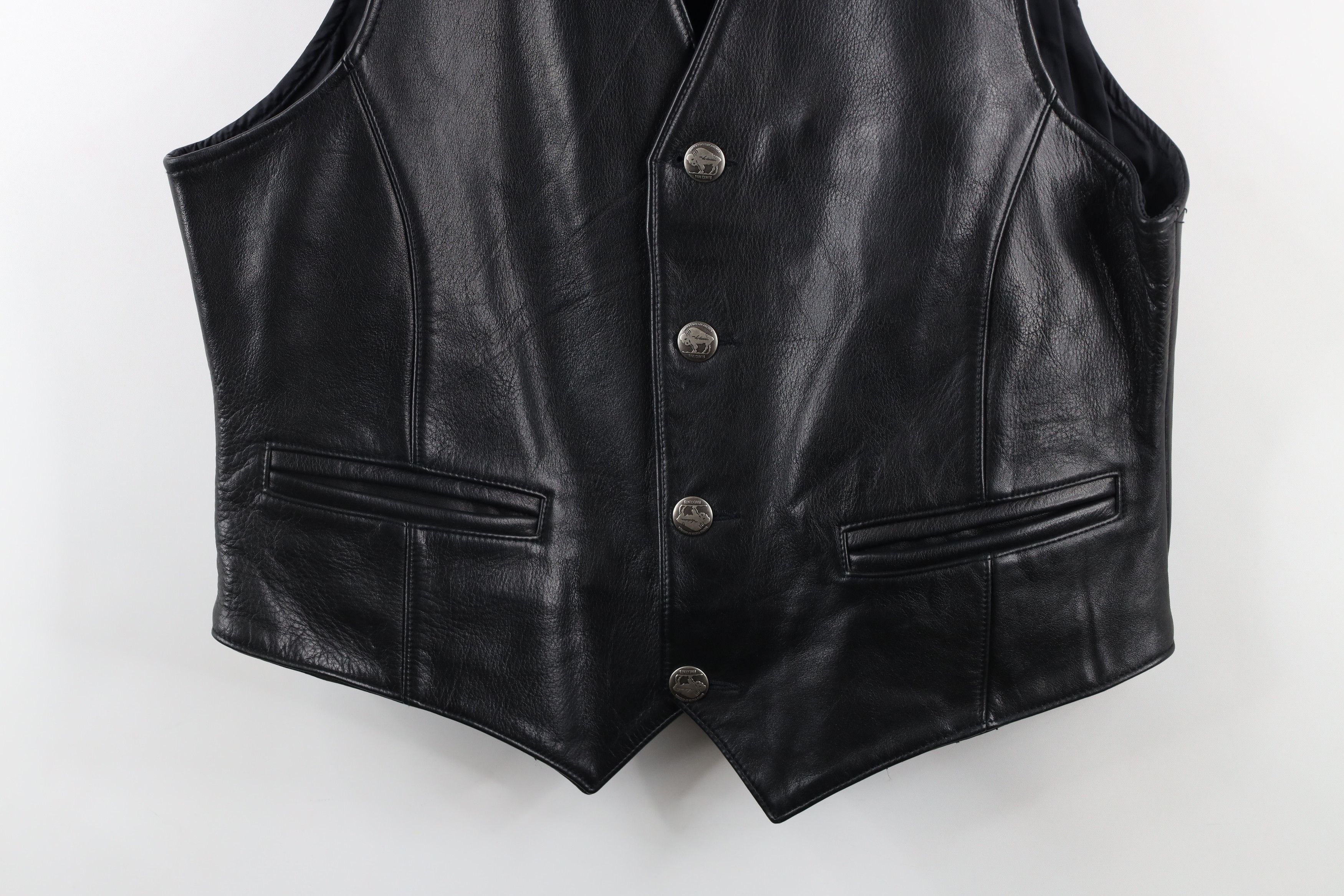 Vintage Vintage 90s Streetwear Nickel Button Leather Vest Jacket Size US L / EU 52-54 / 3 - 3 Thumbnail