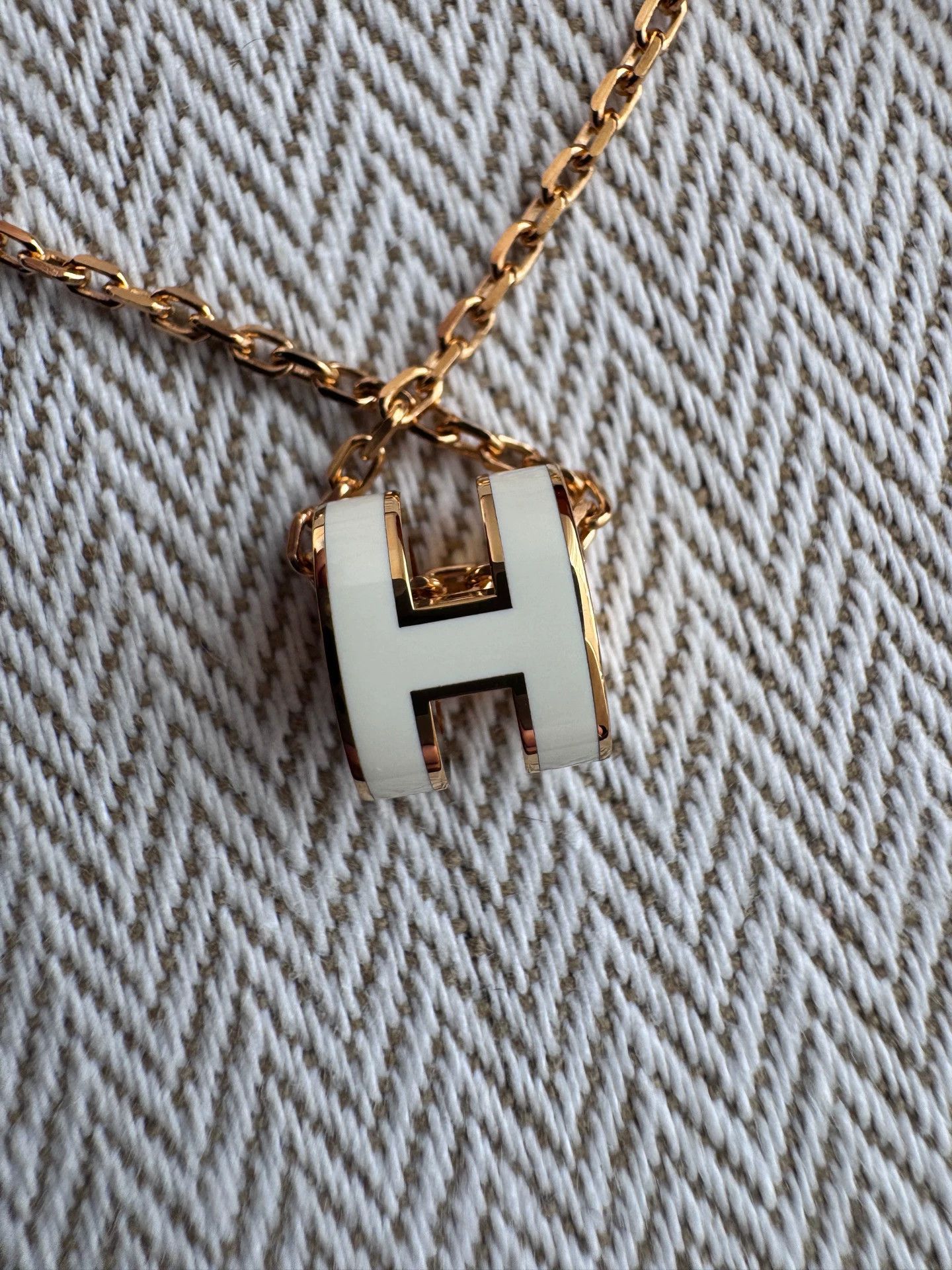 Hermes HERMES Mini Pop H White & Gold Necklace Size ONE SIZE - 5 Thumbnail
