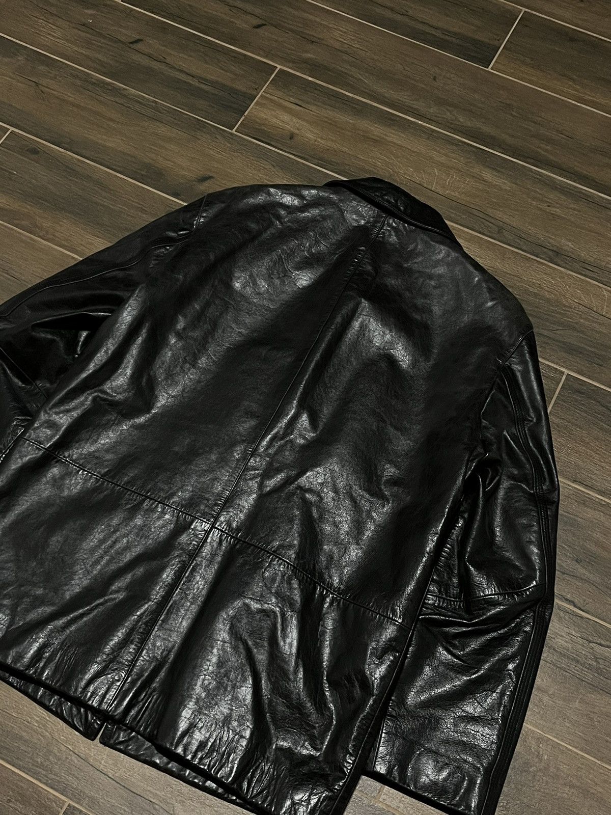 Hugo Boss × Vintage Vintage 90s Hugo Boss Calfskin Leather Coat Size US L / EU 52-54 / 3 - 12 Thumbnail