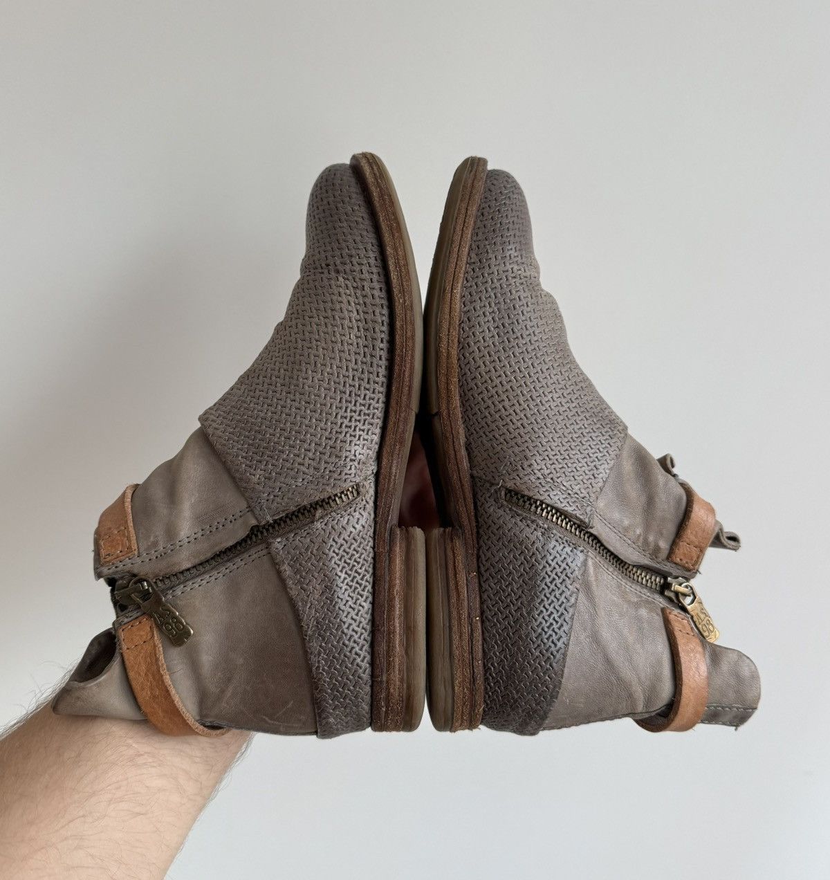 A.S.98 A.S. 98 Airstep Gray Leather Ankle Zipper Boots With Buckle Size US 6 / IT 36 - 6 Thumbnail