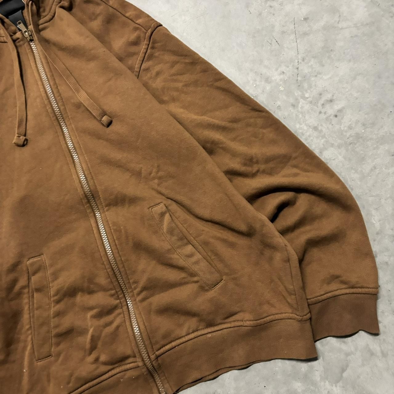 Japanese Brand × Vintage Crazy Vintage Y2K/2000s Brown Blank Essential Zip Up Hoodie! Size US M / EU 48-50 / 2 - 4 Thumbnail