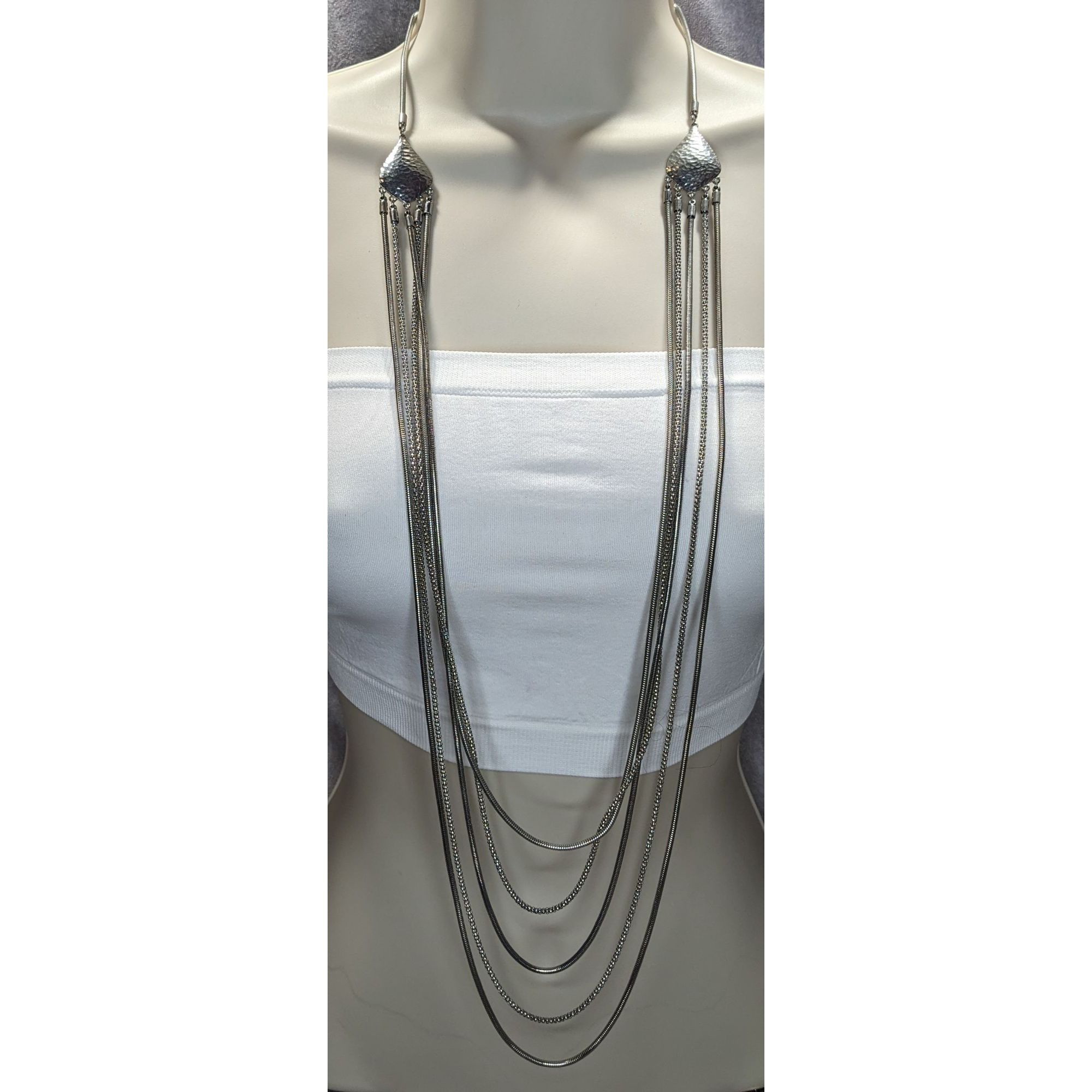 Other Modern Elegant Jules Long Layered Silver-Tone Necklace With Size ONE SIZE - 1 Thumbnail