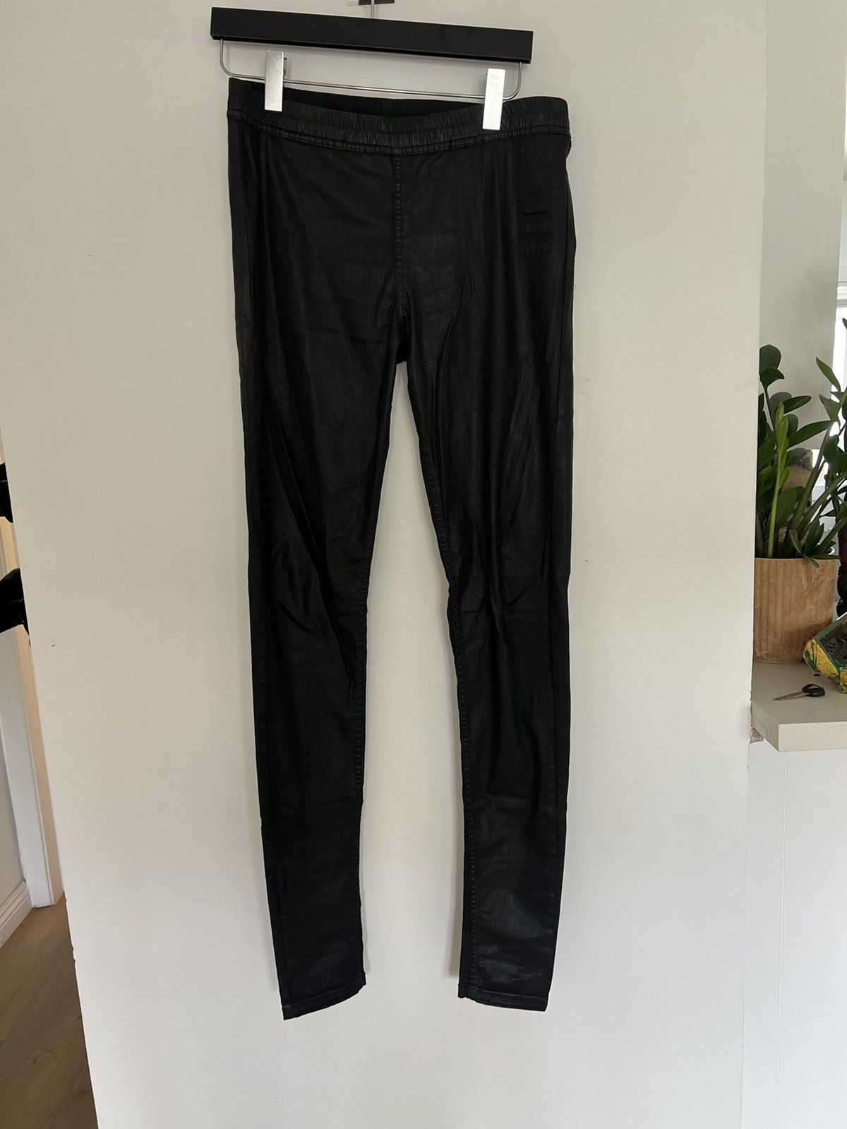 image of Rick Owens Waxed Leggings in Black, Men's (Size 30)