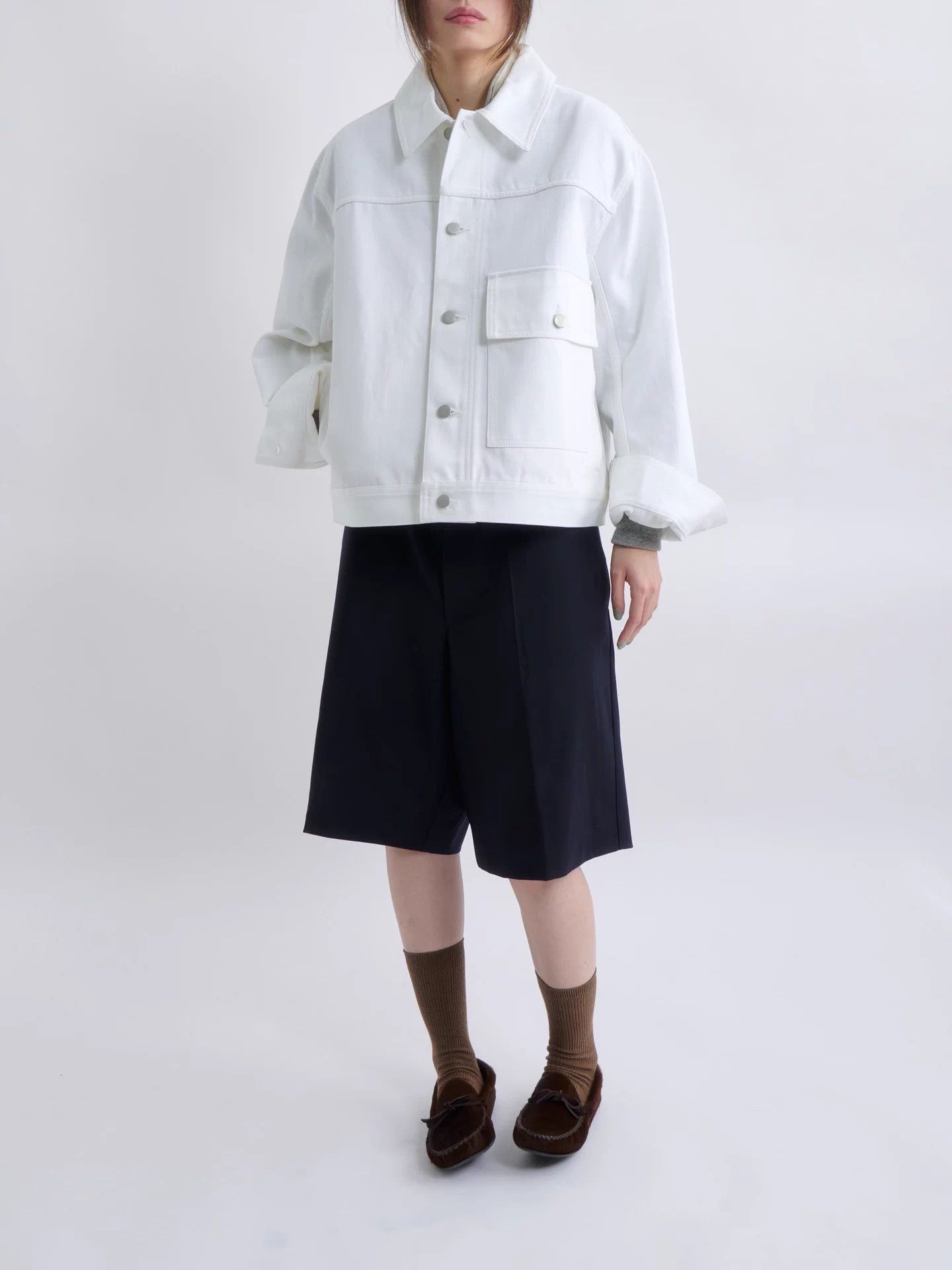 Studio Nicholson STUDIO NICHOLSON Type-1 White Denim Short Jacket Size M / US 6-8 / IT 42-44 - 2 Thumbnail