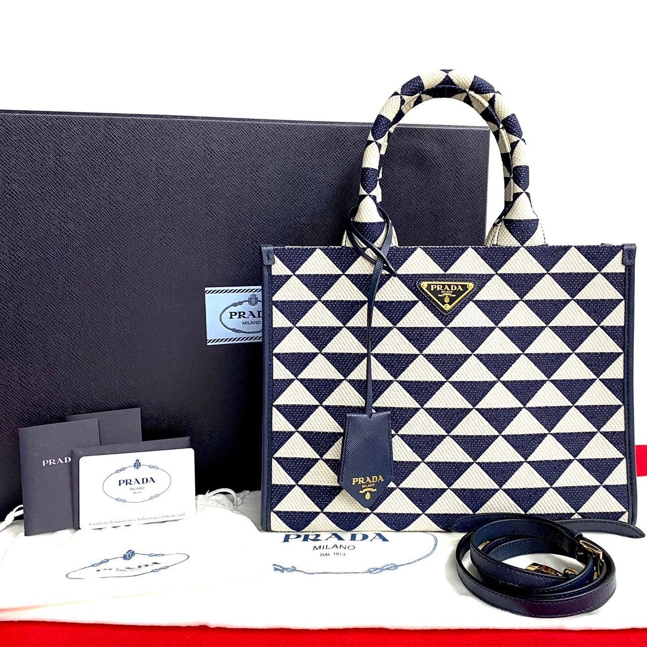 Prada Prada Prada Symbol Embroidery Fabric 2way Bag Textile Handbag DUTY FREE for USA Size ONE SIZE - 1 Thumbnail