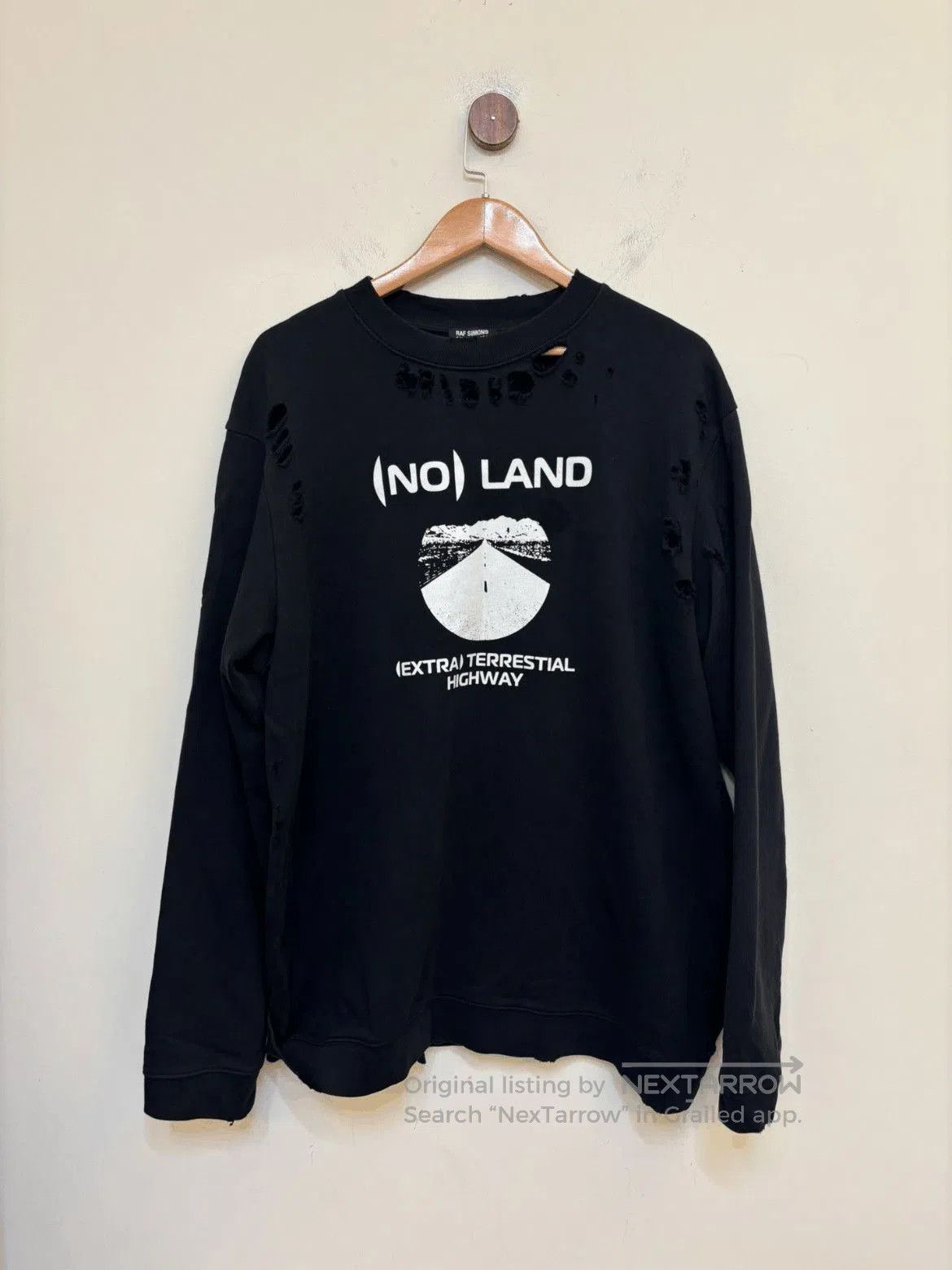 Raf Simons Raf Simons No Land Distressed Sweatshirt. Size US XL / EU 56 / 4 - 1 Thumbnail