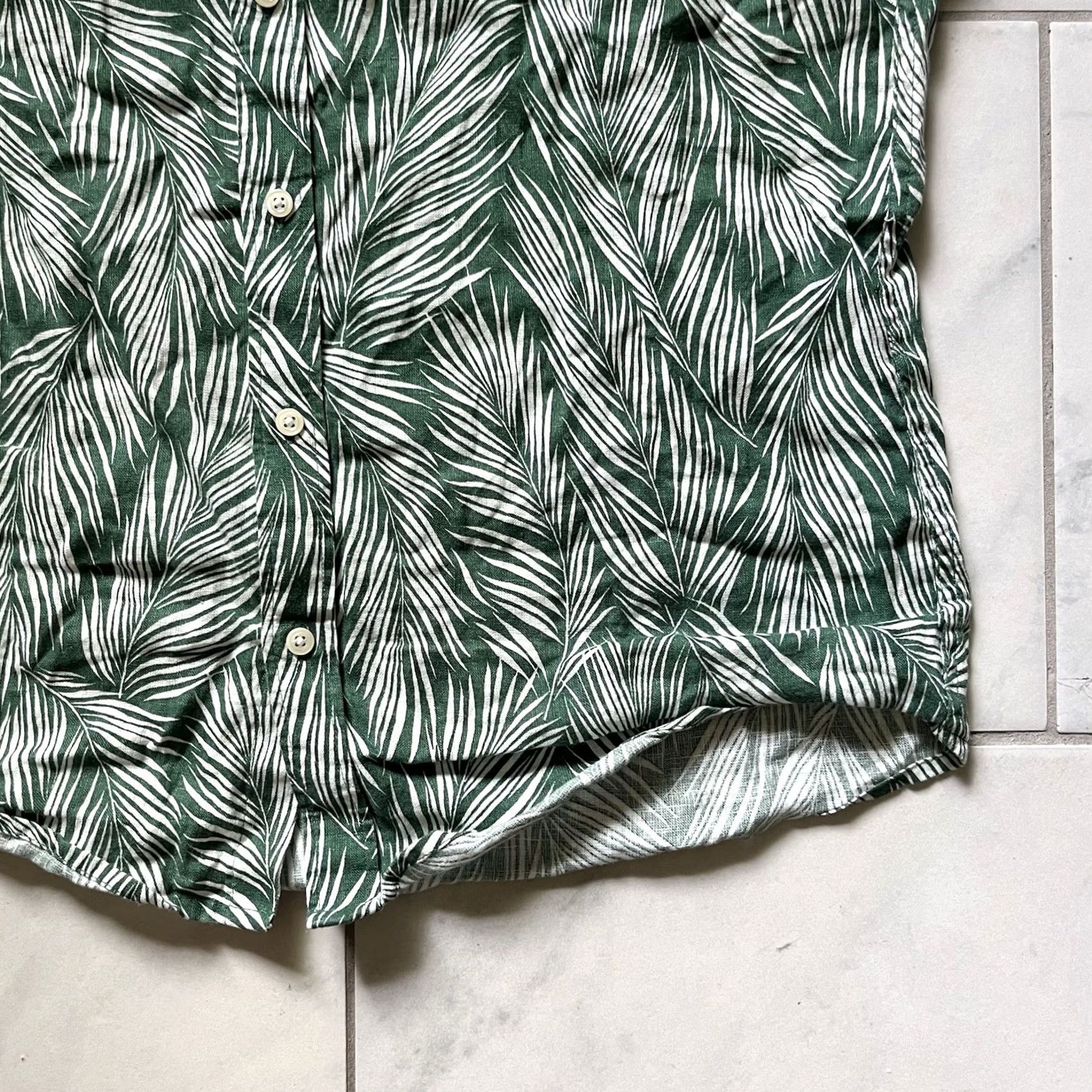 J.Crew J.CREW Linen Shirt Green White Mens Button-Up Slim Fit Short Sleeve Casual Pocket Labeled Large Size US L / EU 52-54 / 3 - 4 Thumbnail