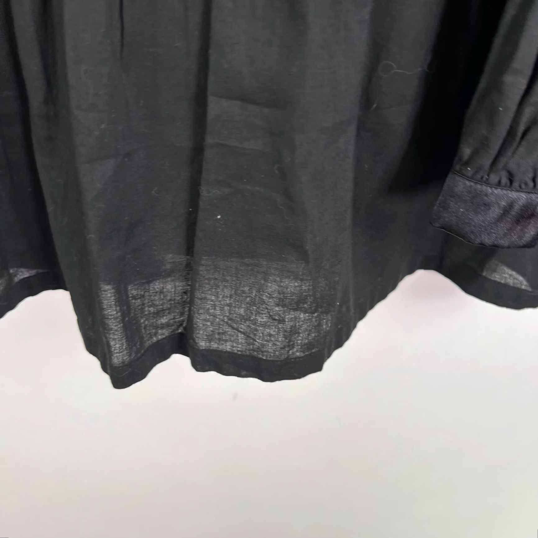 Vintage Belle Blouse Women XL Black Cotton V-Neck Knit Pleated Ruffle Lightweight Casual Size XL / US 12-14 / IT 48-50 - 4 Thumbnail