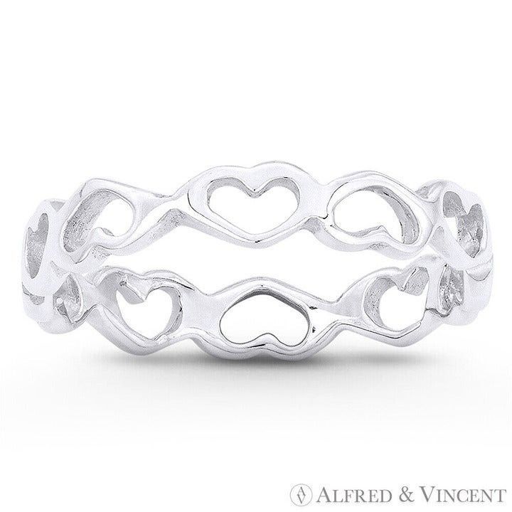Other Heart Charm Stackable Eternity Band in .925 Sterling Silver Size ONE SIZE - 1 Preview