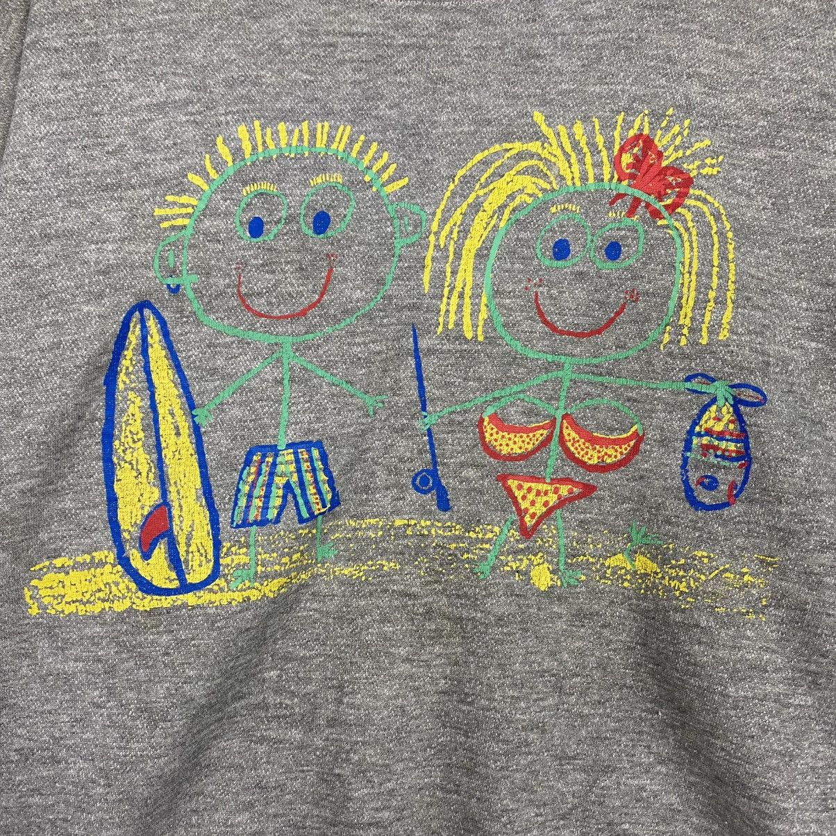 Vintage 🔥 HEALTHKNIT VINTAGE SWEATSHIRT BEACH KIDS GRAPHIC CREWNECK Size US L / EU 52-54 / 3 - 8 Thumbnail