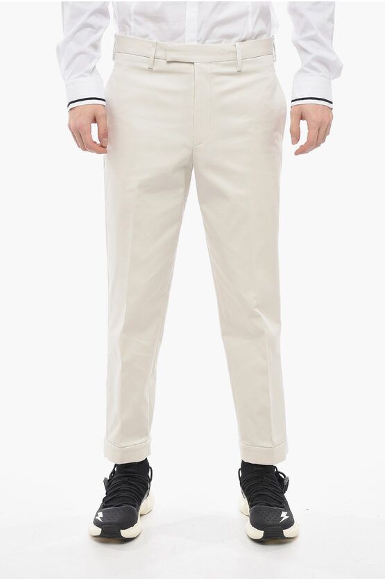 image of Neil Barrett Slim Fit Barrett Metal Pants With Adjustable Ankles in Beige, Men's (Size 31)