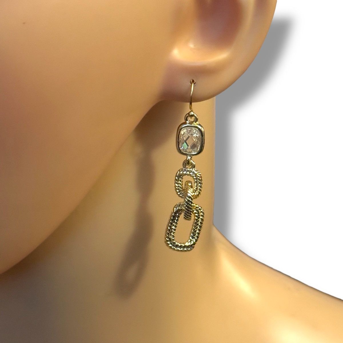 Other Gold tone textured chain link dangle earrings Size ONE SIZE - 2 Thumbnail