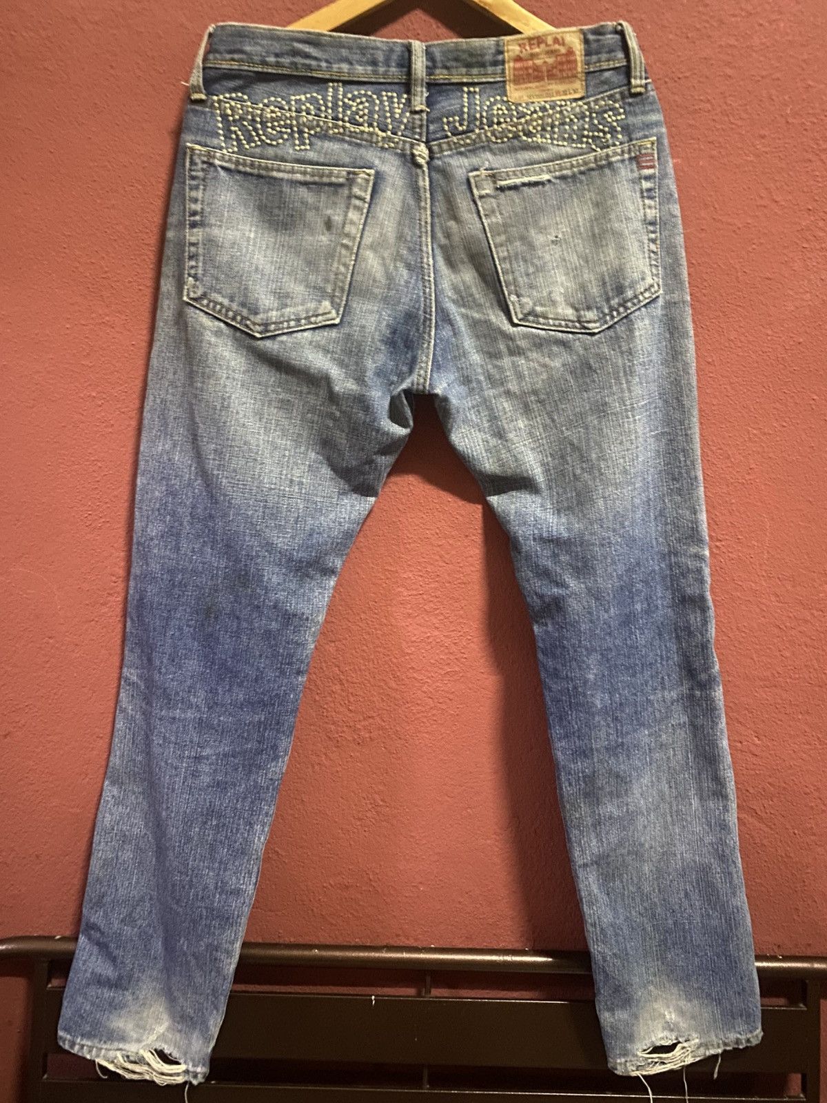 Replay VINTAGE REPLAY Rhinestone Logo Jeans Y2K Archival Lot MV909 Size US 32 / EU 48 - 3 Thumbnail