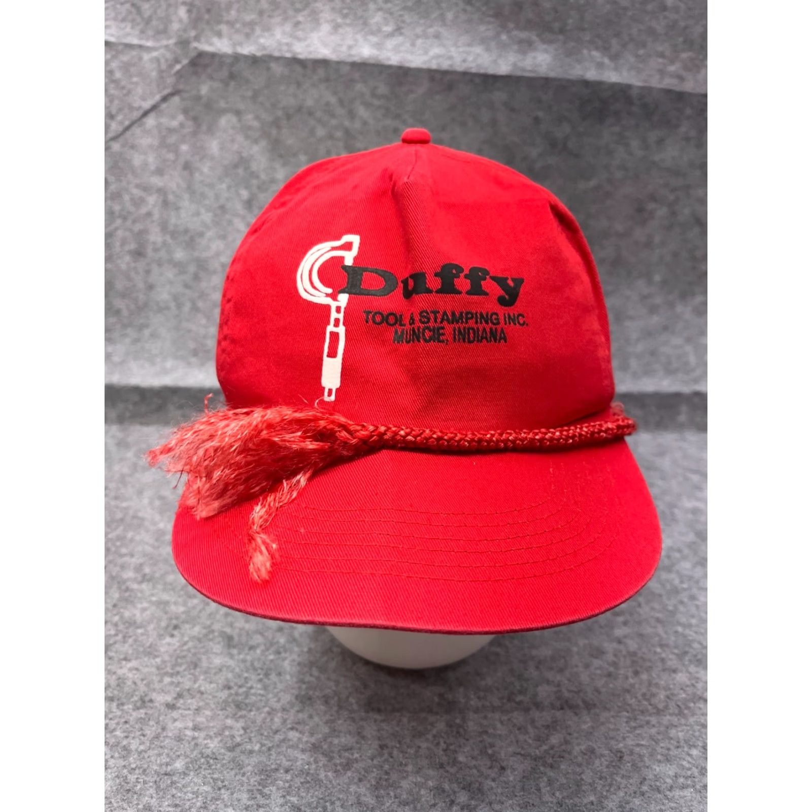 Vintage VINTAGE Duffy Hat Cap Snap Back Adult One Size Red 100% Cotton Hatch Rope Blocked? Size ONE SIZE - 2 Thumbnail