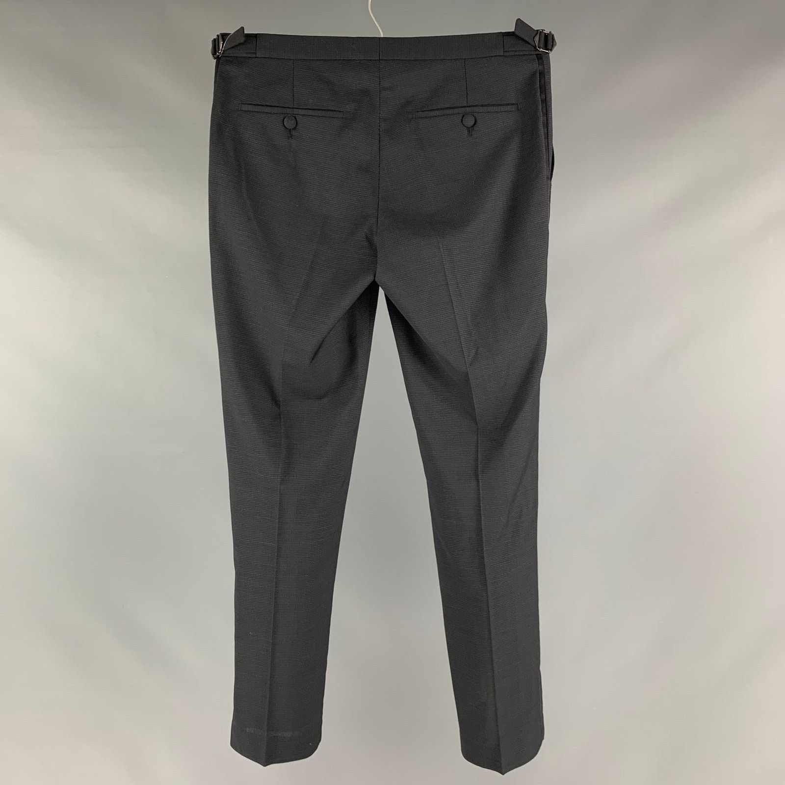 The Kooples THE KOOPLES Size 30 Black Solid Wool Tuxedo Dress Pants Size US 30 / EU 46 - 2 Thumbnail