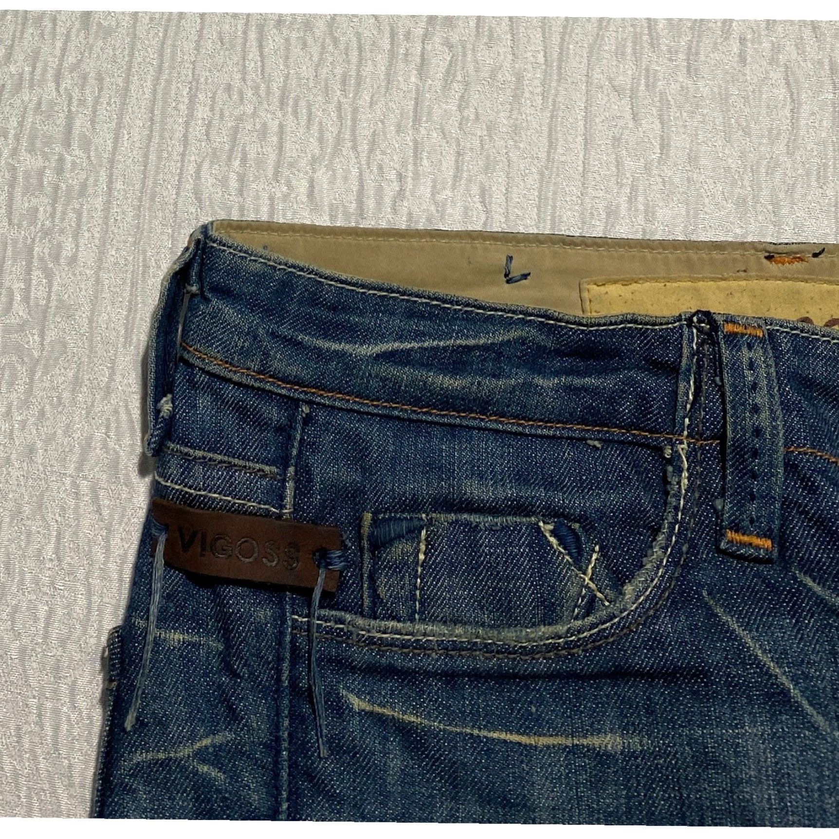 Vintage Vigoss Studio Jeans Womens 26 Blue Denim Low Rise Distressed Whiskers P20151 Size 26" / US 2 / IT 38 - 3 Thumbnail