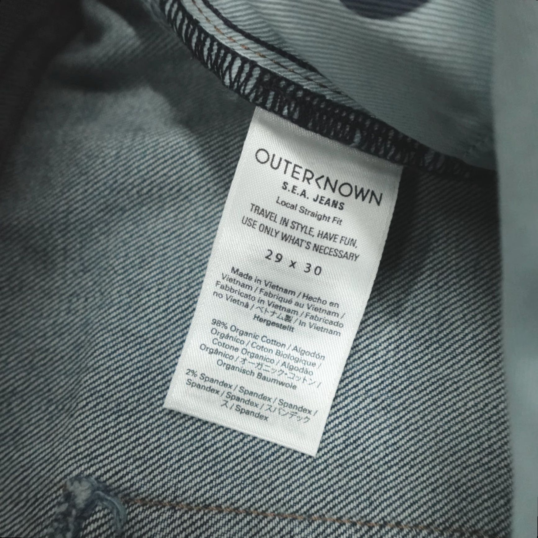 Outerknown Outerknown Sea Jeans Local Straight Fit Denim 29x30 Blue Organic Cotton Mens Jeans Regular Straight Cotton Blend Size US 29 - 4 Thumbnail